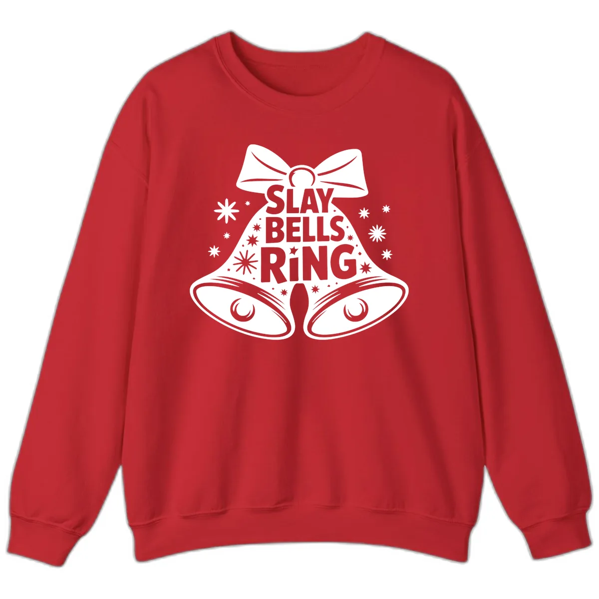 Slay Bells Ring Design Sweatshirt in Red