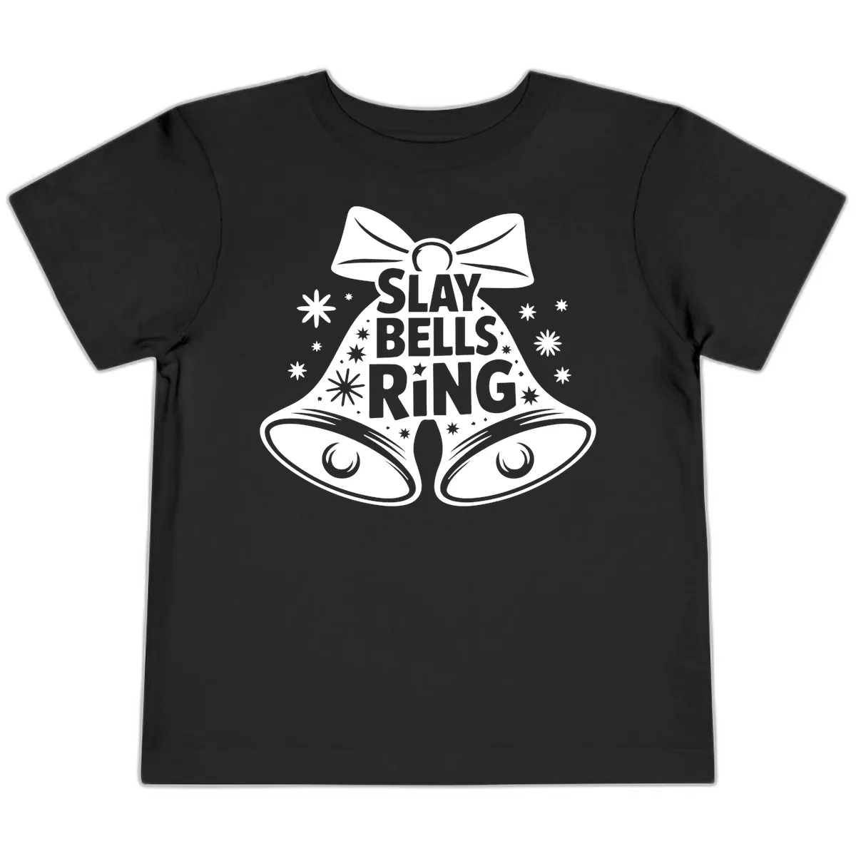 Slay Bells Ring Design Toddler T-Shirt in Black