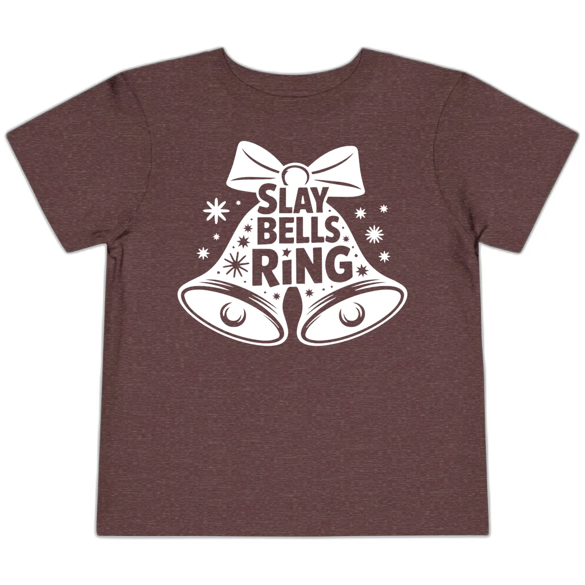 Slay Bells Ring Design Toddler T-Shirt in Heather Maroon