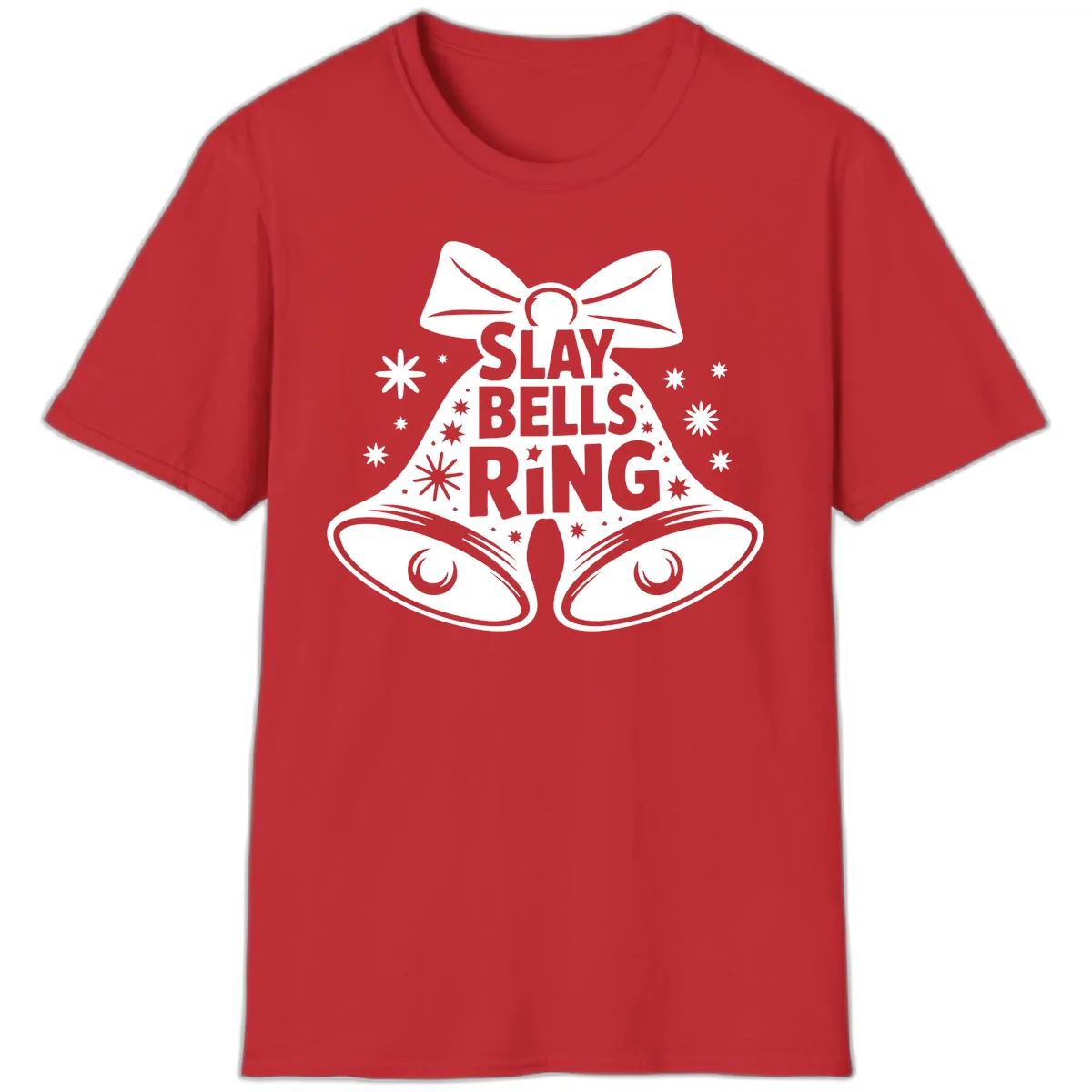 Slay Bells Ring Design T-Shirt in Red