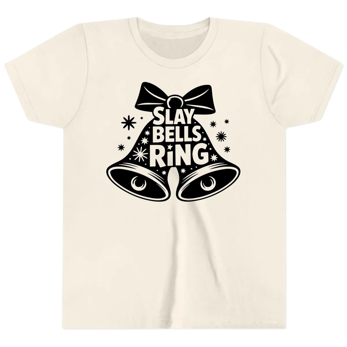 Slay Bells Ring Design Youth T-Shirt in Natural