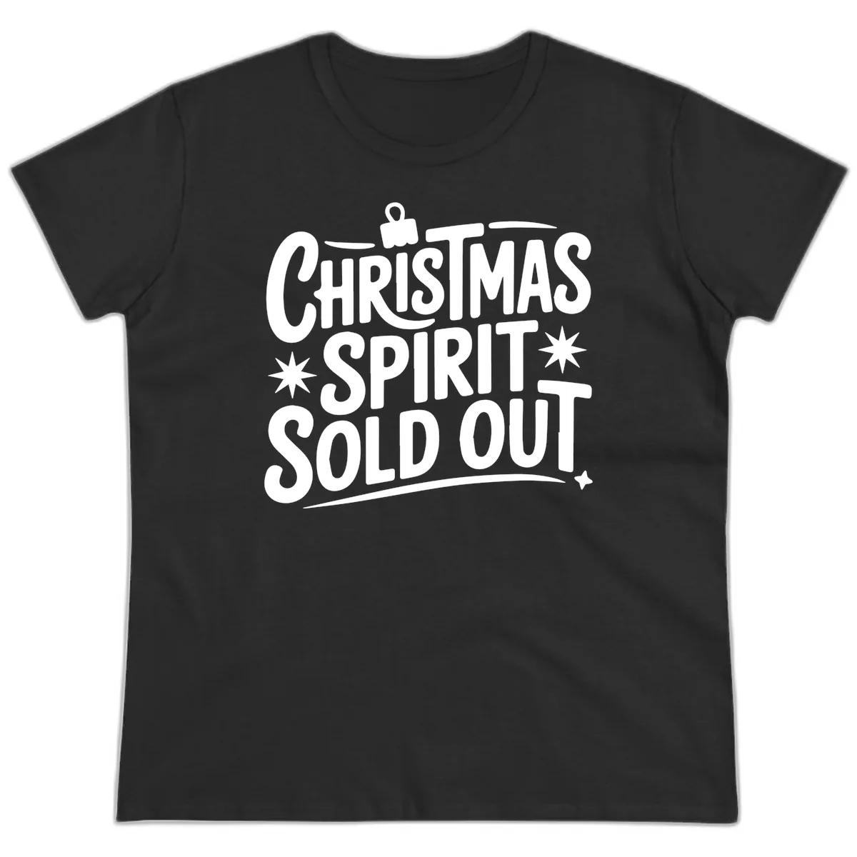 Christmas Spirit Sold Out Graphic Ladies Tee in Black