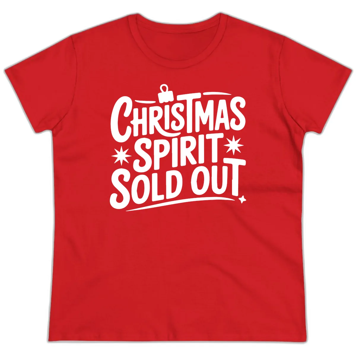Christmas Spirit Sold Out Graphic Ladies Tee in Red