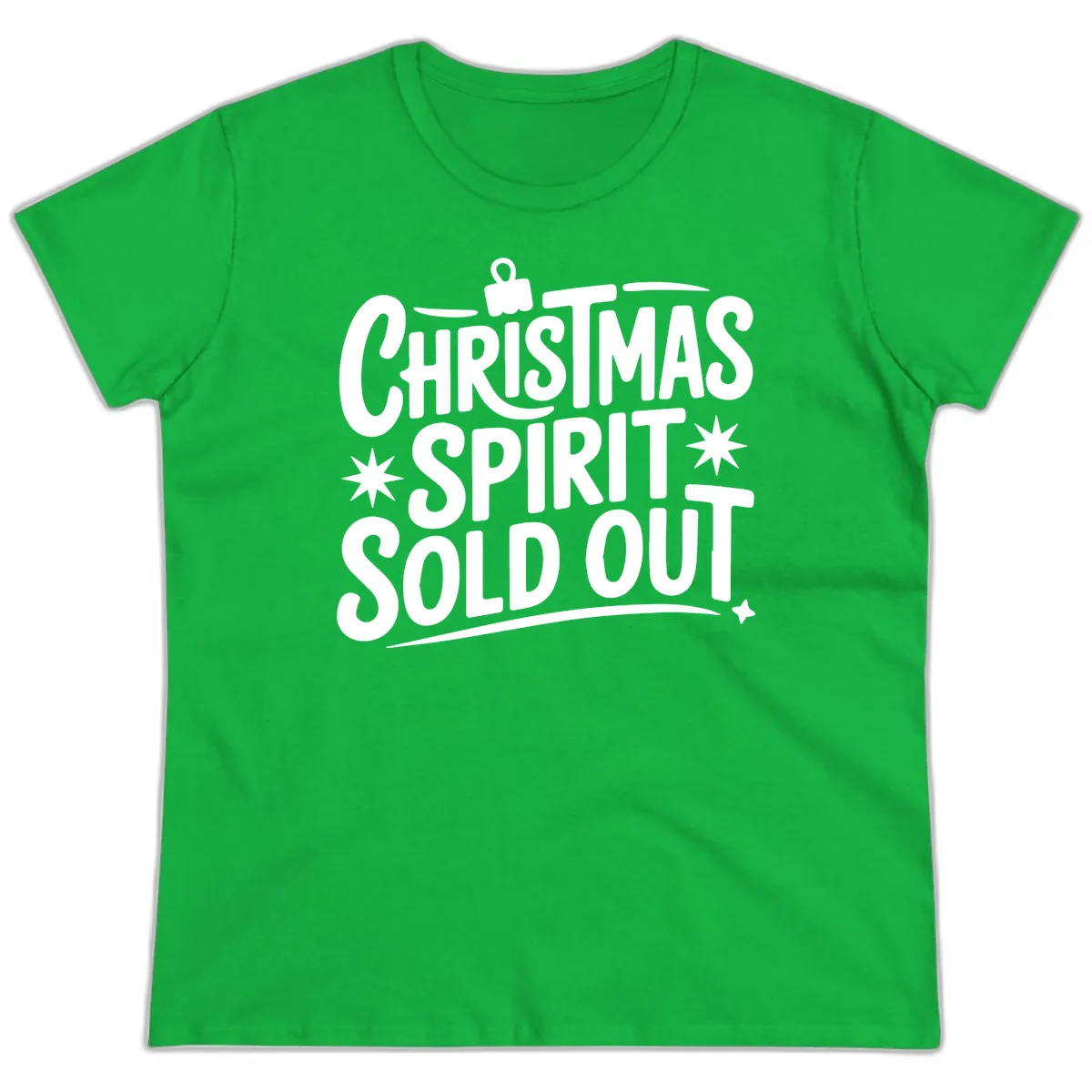 Christmas Spirit Sold Out Graphic Ladies Tee in Irish Green