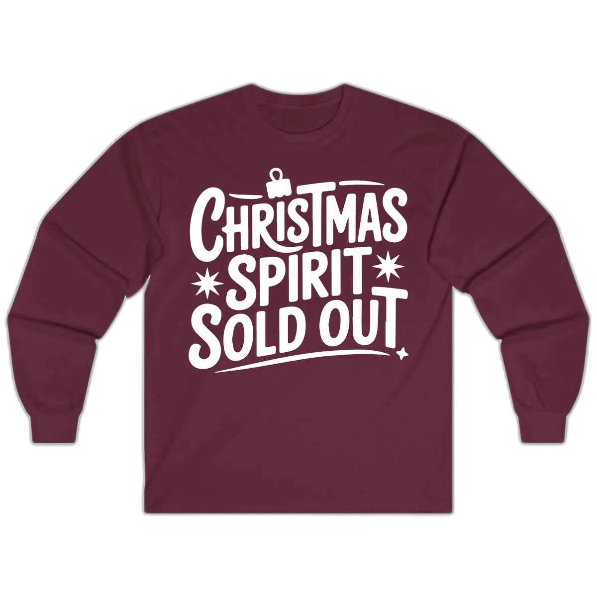 Christmas Spirit Sold Out Graphic Long Sleeve in Maroon