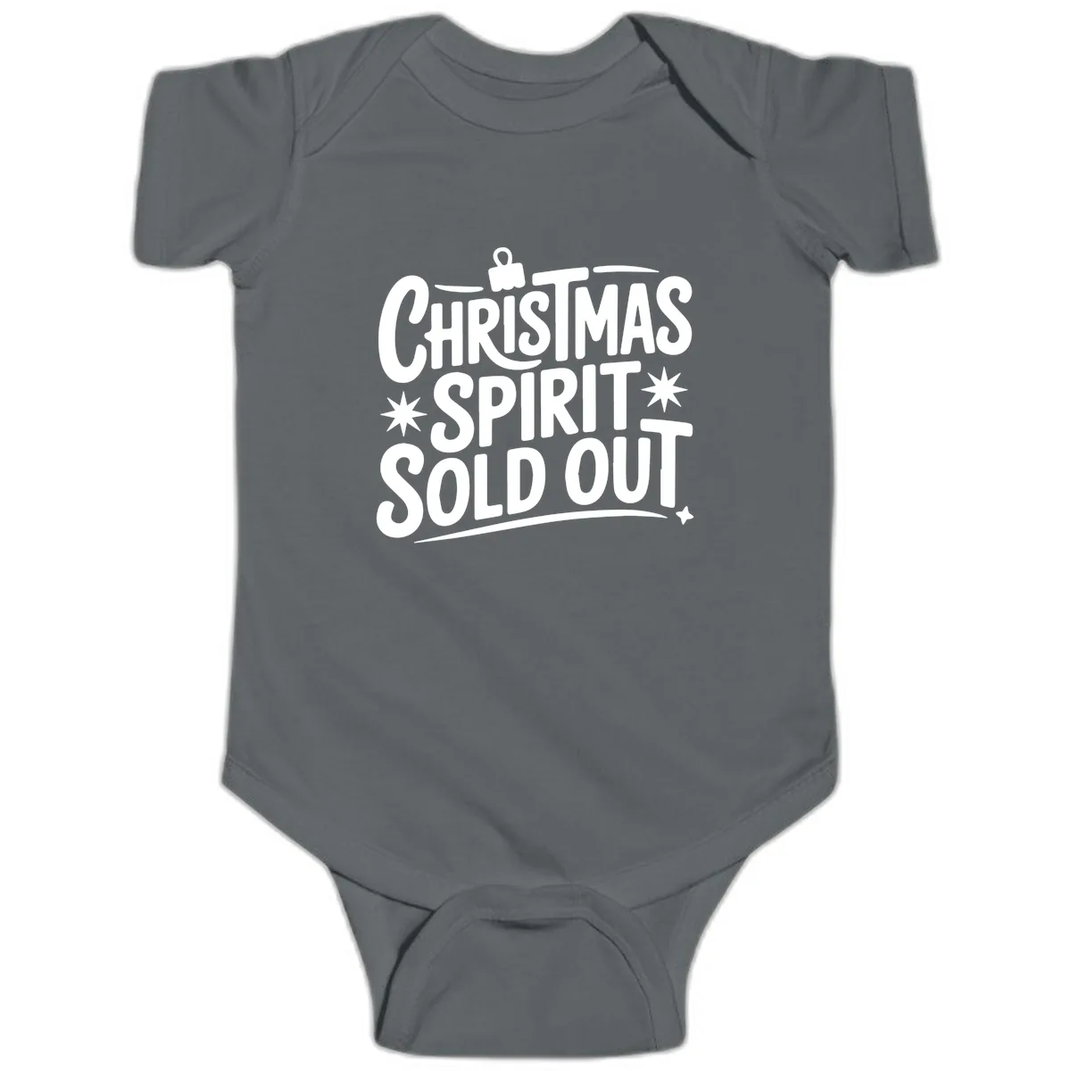 Christmas Spirit Sold Out Graphic Baby Onesie in Charcoal