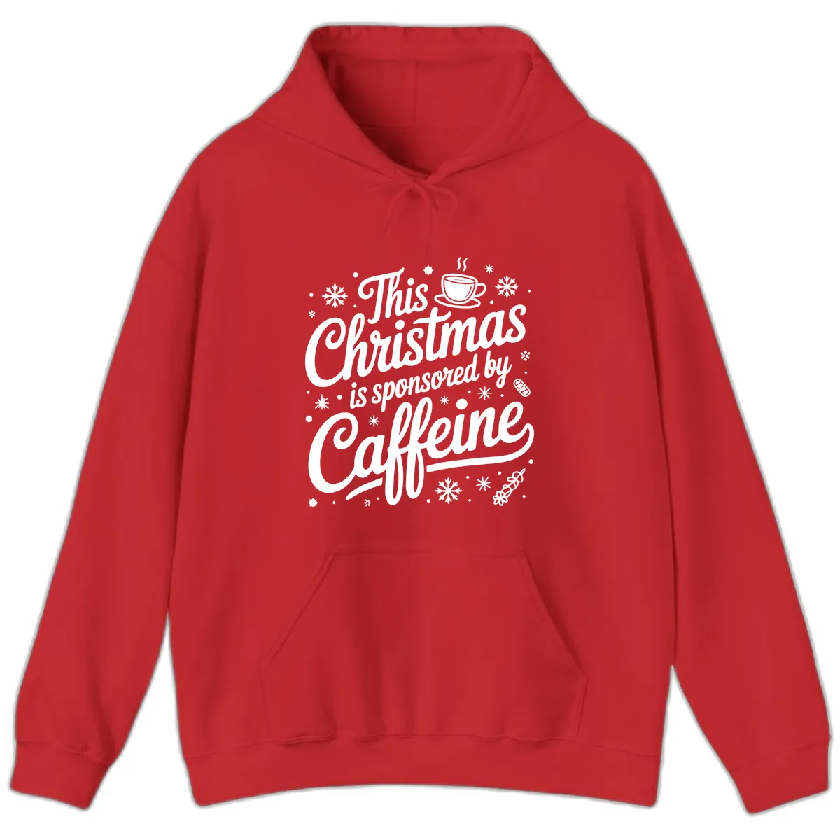 Christmas Sponsored By Caffeine Typography Hoodie in Red