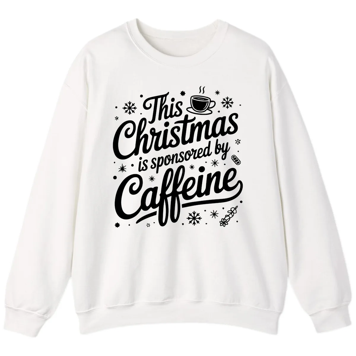 Christmas Sponsored By Caffeine Typography Sweatshirt in White