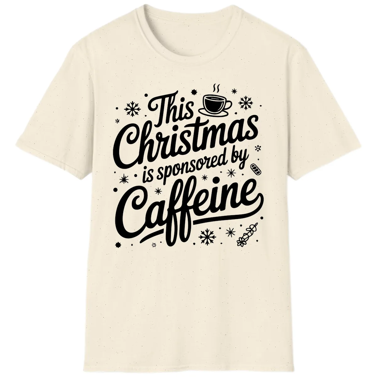 Christmas Sponsored By Caffeine Typography T-Shirt in Natural