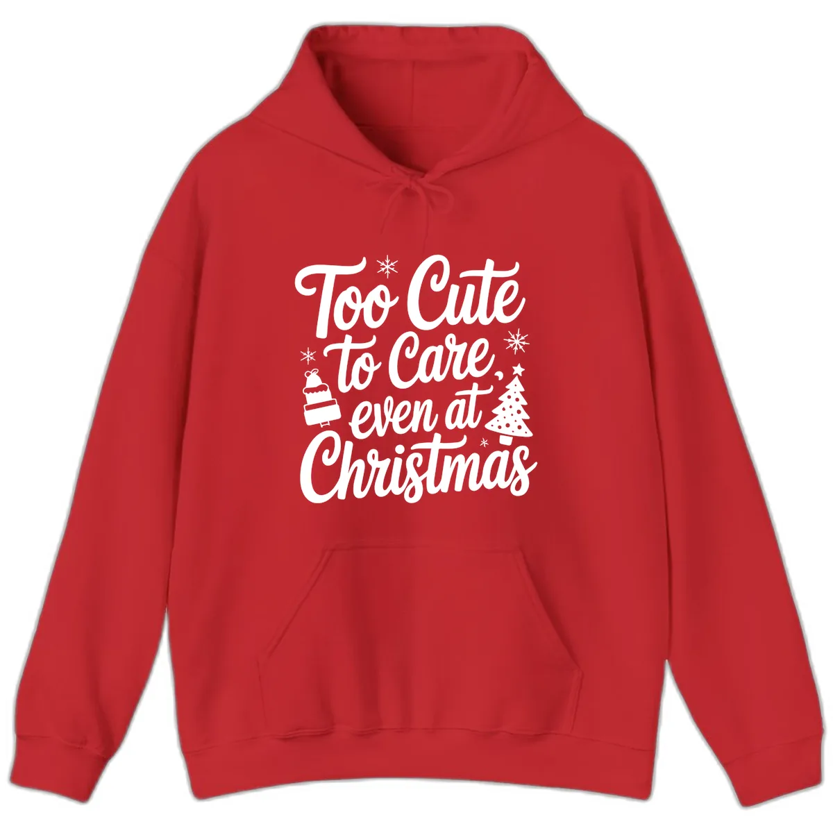Too Cute To Care Christmas Hoodie in Red
