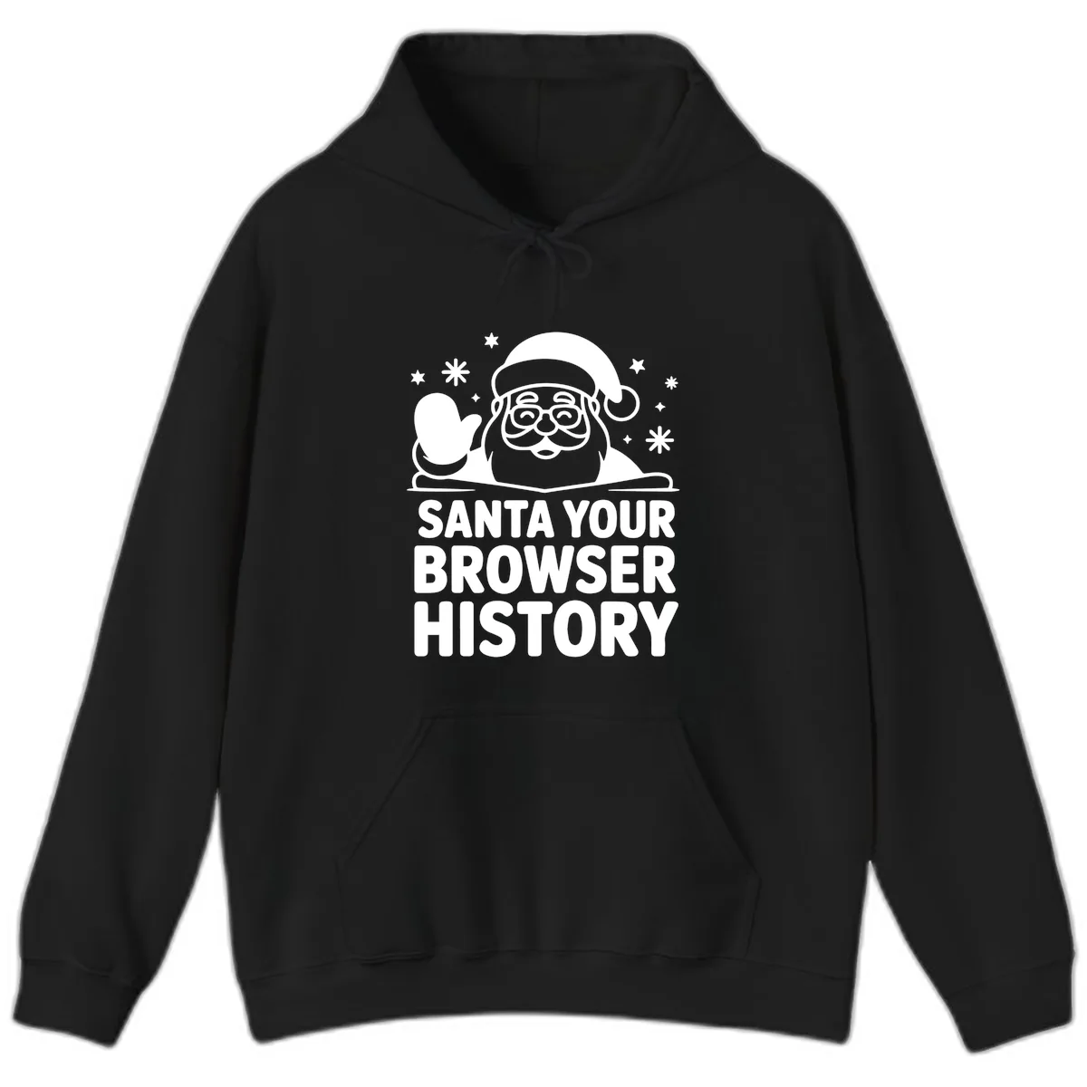Santa Your Browser History Graphic Hoodie in Black