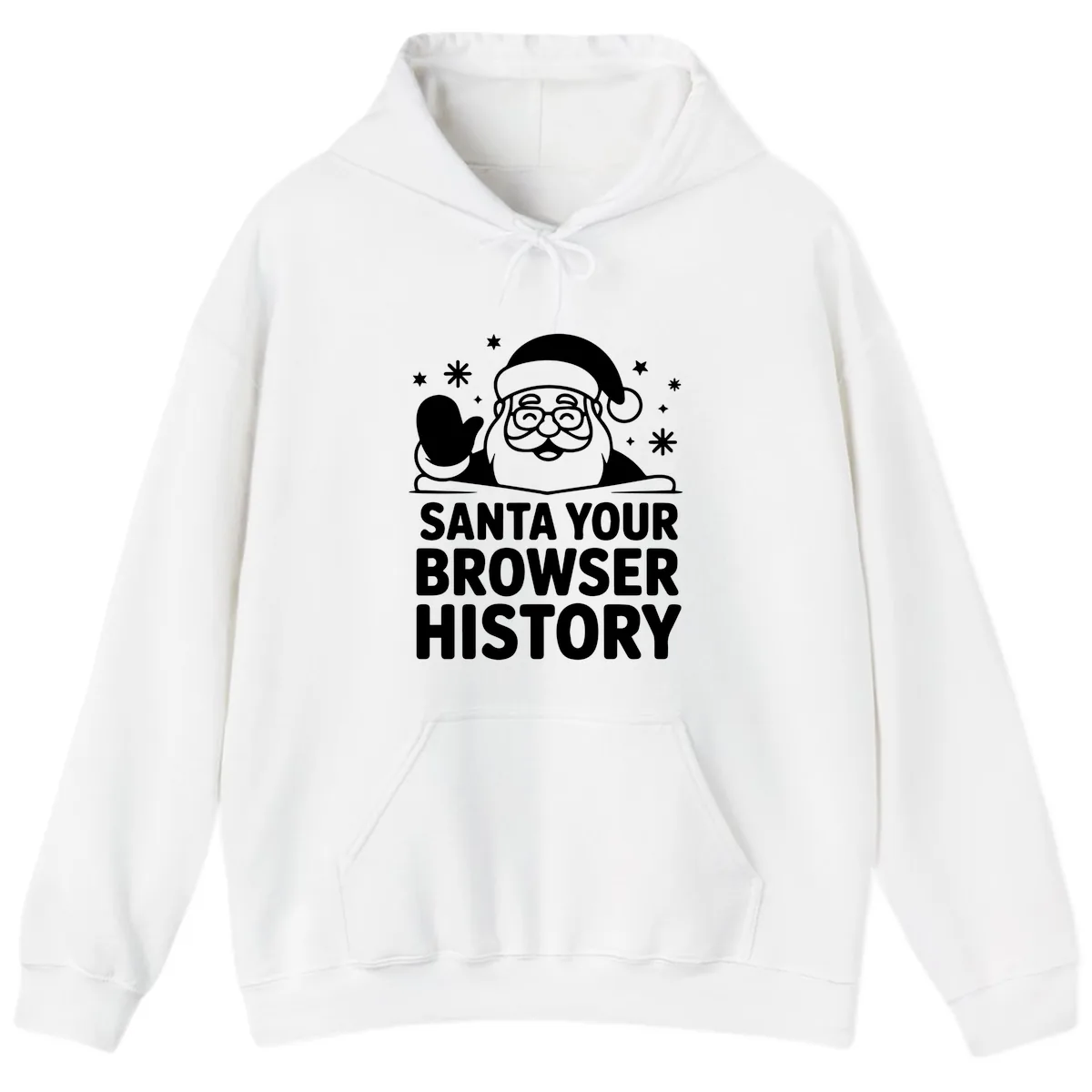 Santa Your Browser History Graphic Hoodie in White