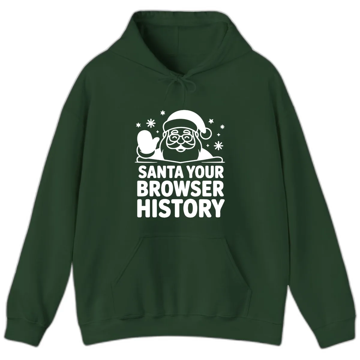 Santa Your Browser History Graphic Hoodie in Forest Green