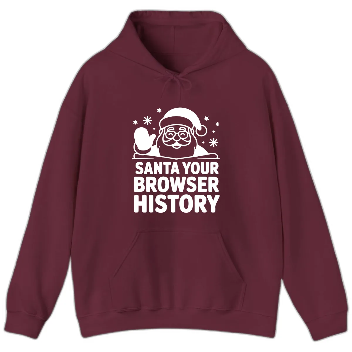 Santa Your Browser History Graphic Hoodie in Maroon