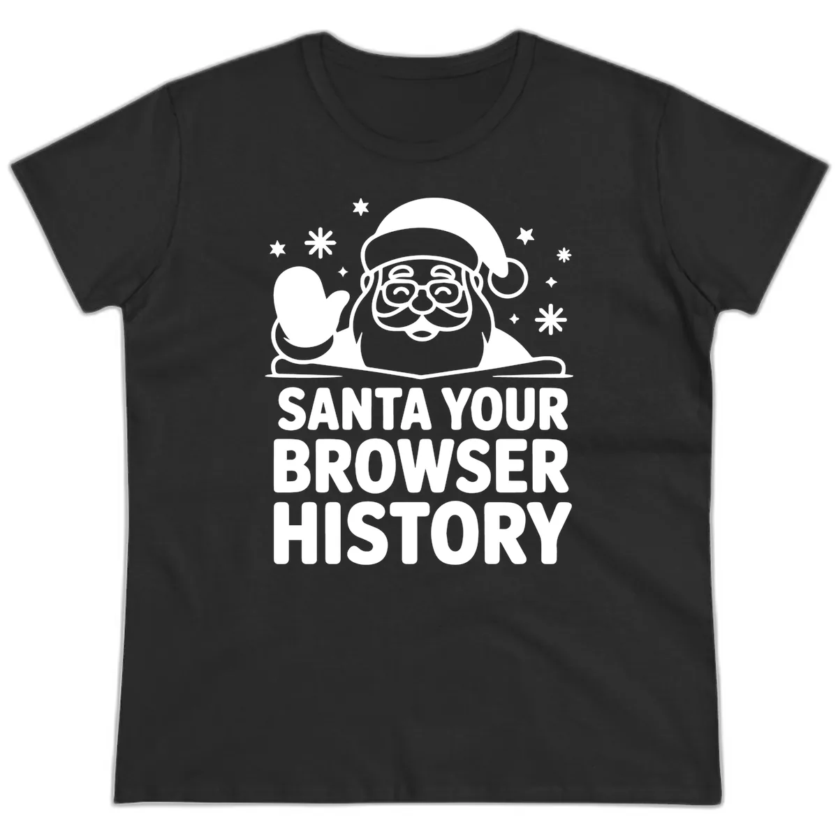 Santa Your Browser History Graphic Ladies Tee in Black