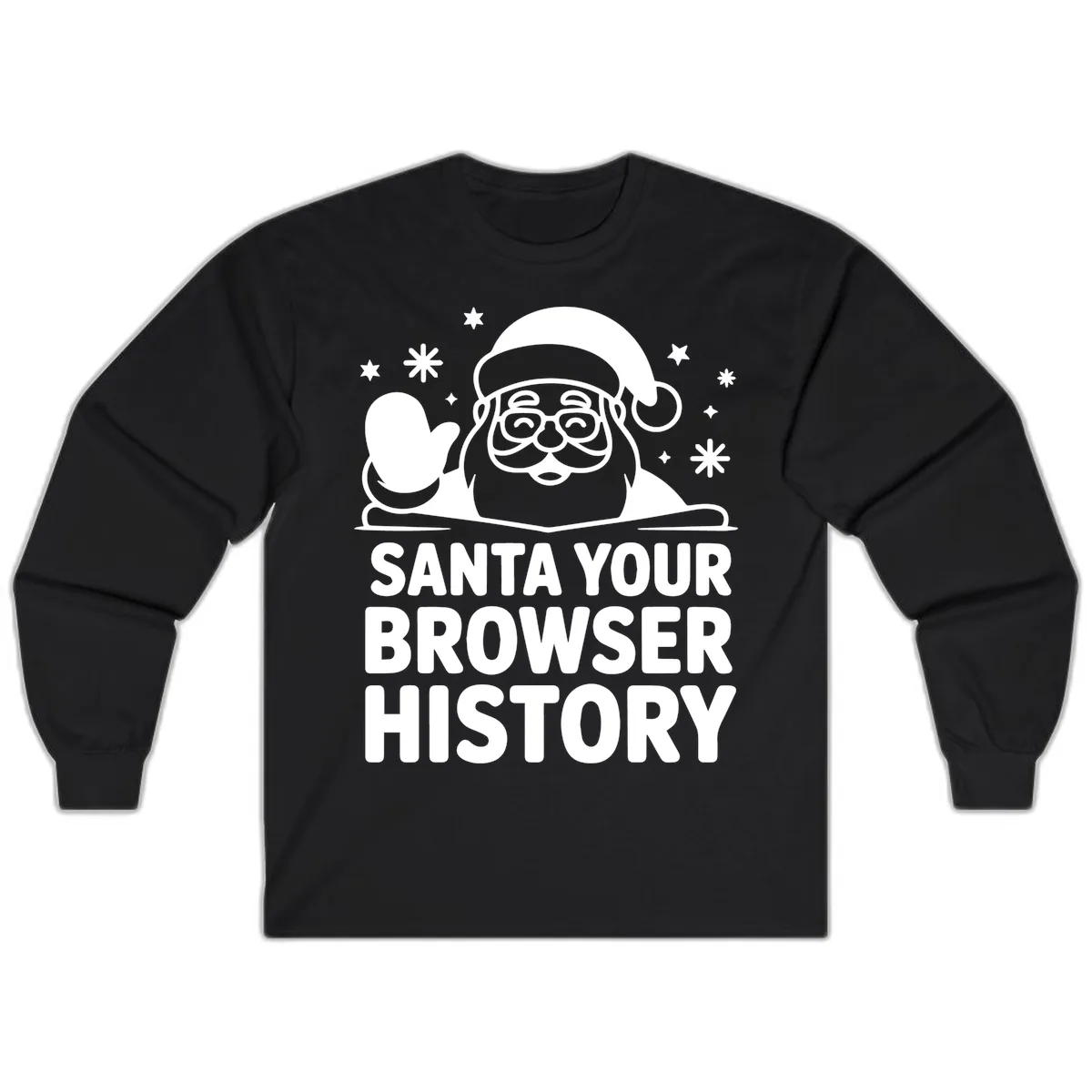 Santa Your Browser History Graphic Long Sleeve in Black