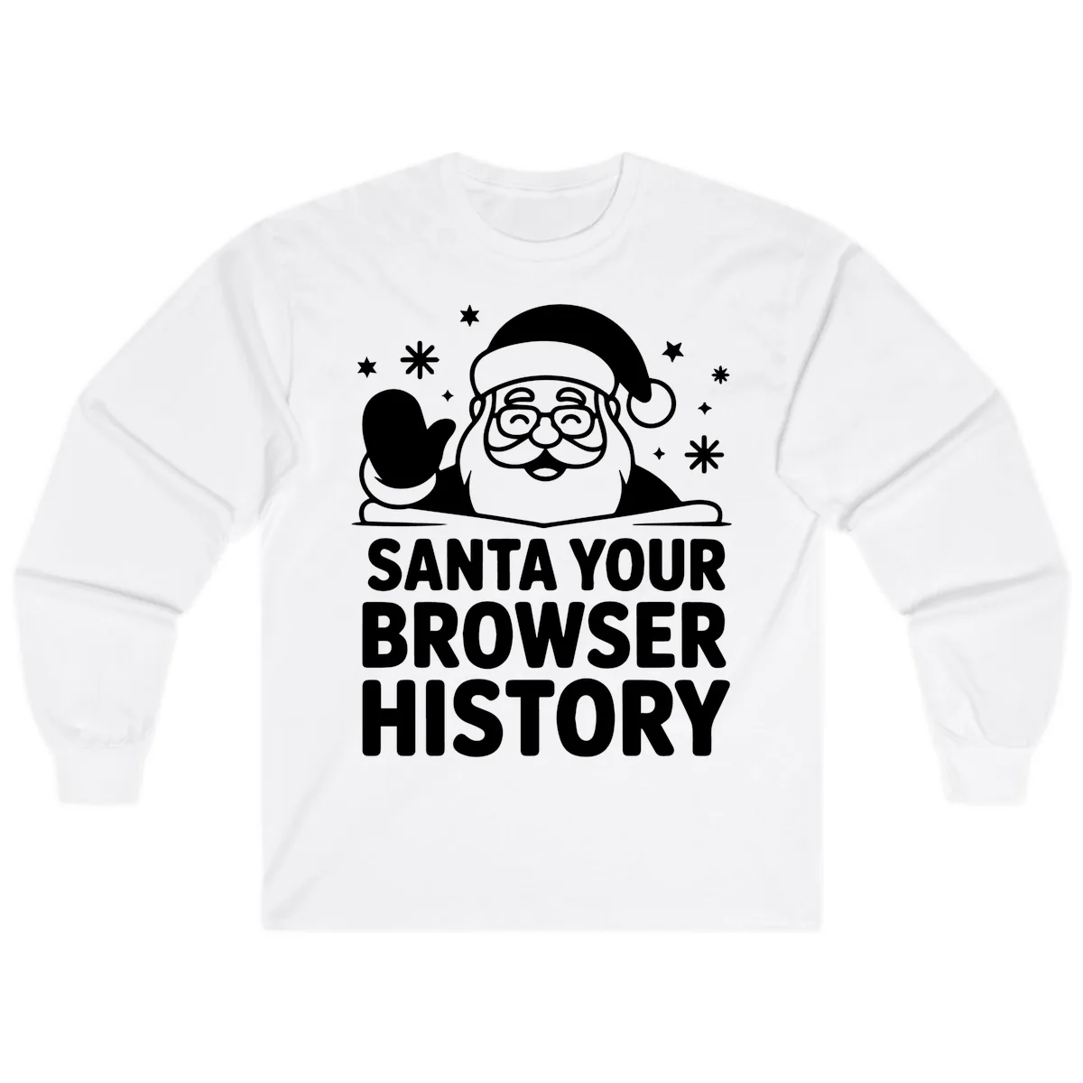 Santa Your Browser History Graphic Long Sleeve in White
