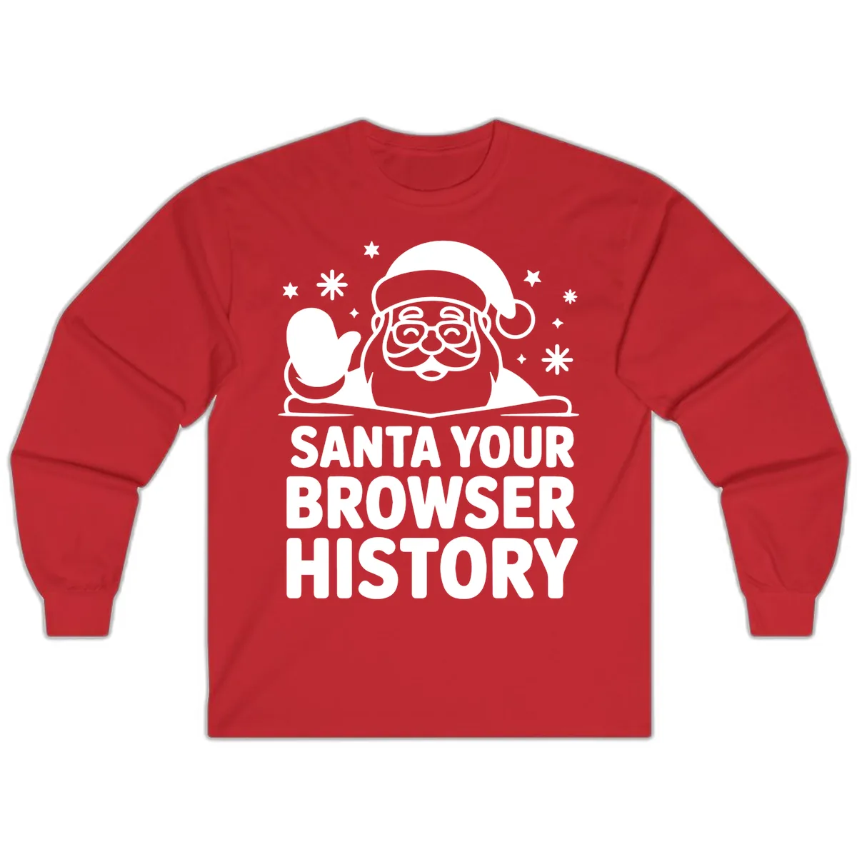 Santa Your Browser History Graphic Long Sleeve in Red