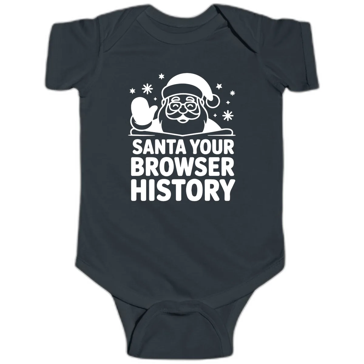 Santa Your Browser History Graphic Baby Onesie in Black