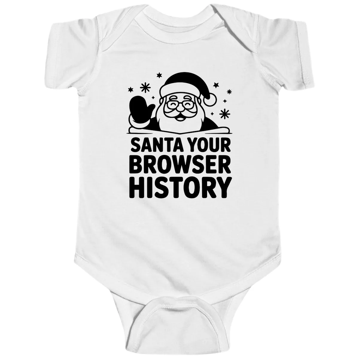 Santa Your Browser History Graphic Baby Onesie in White
