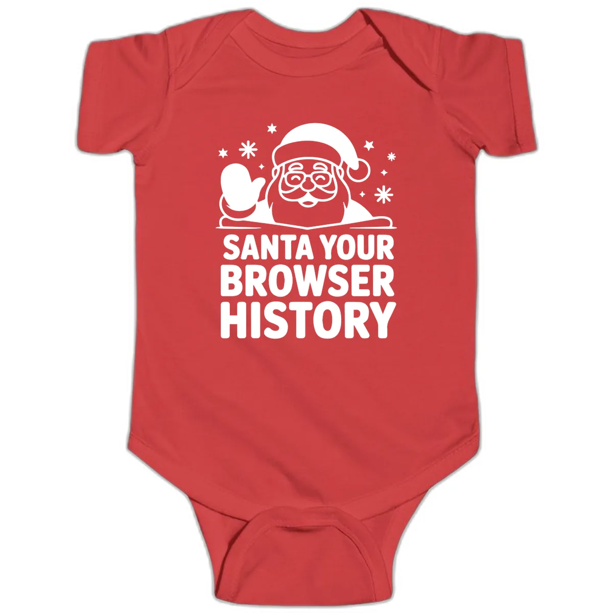 Santa Your Browser History Graphic Baby Onesie in Red