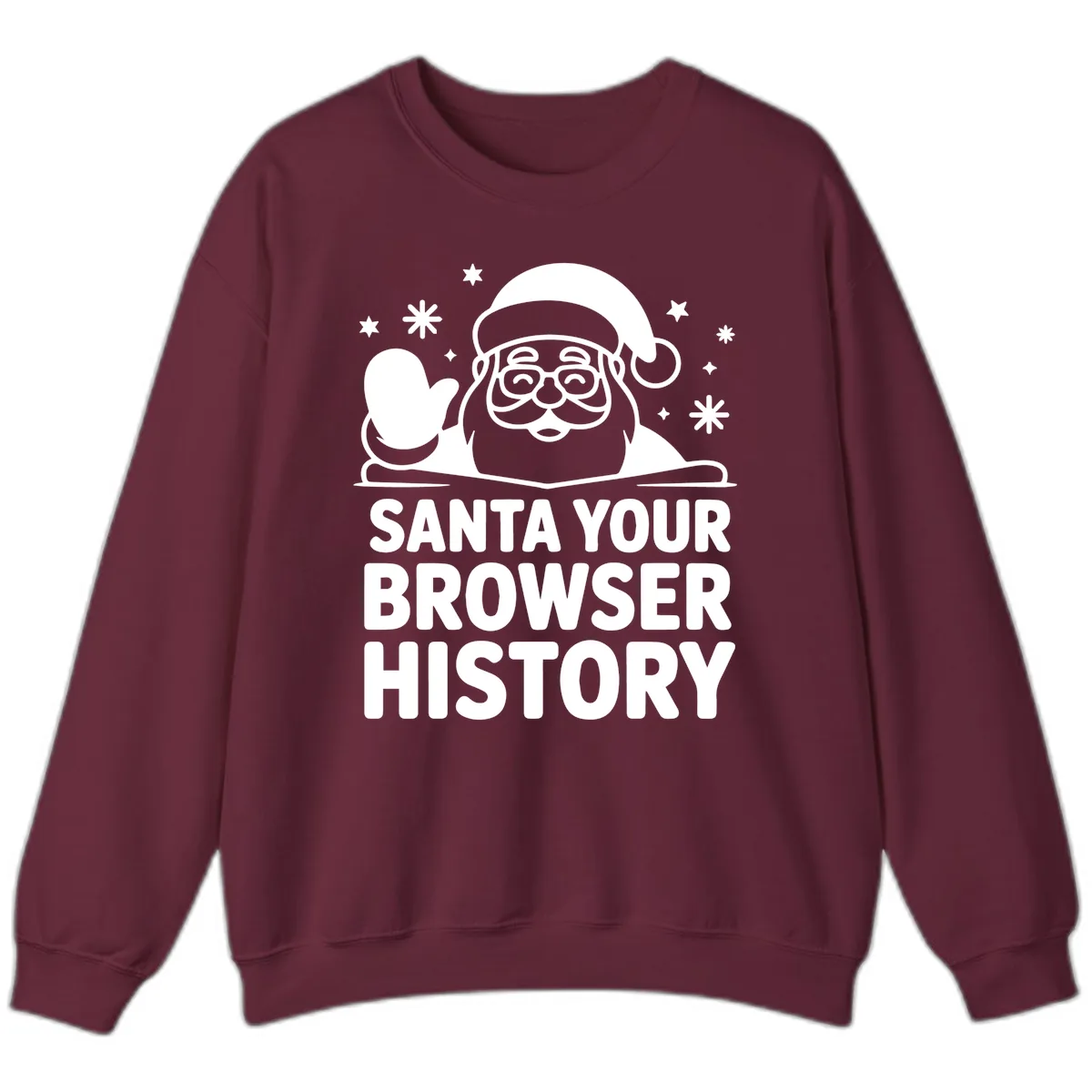 Santa Your Browser History Graphic Sweatshirt in Maroon
