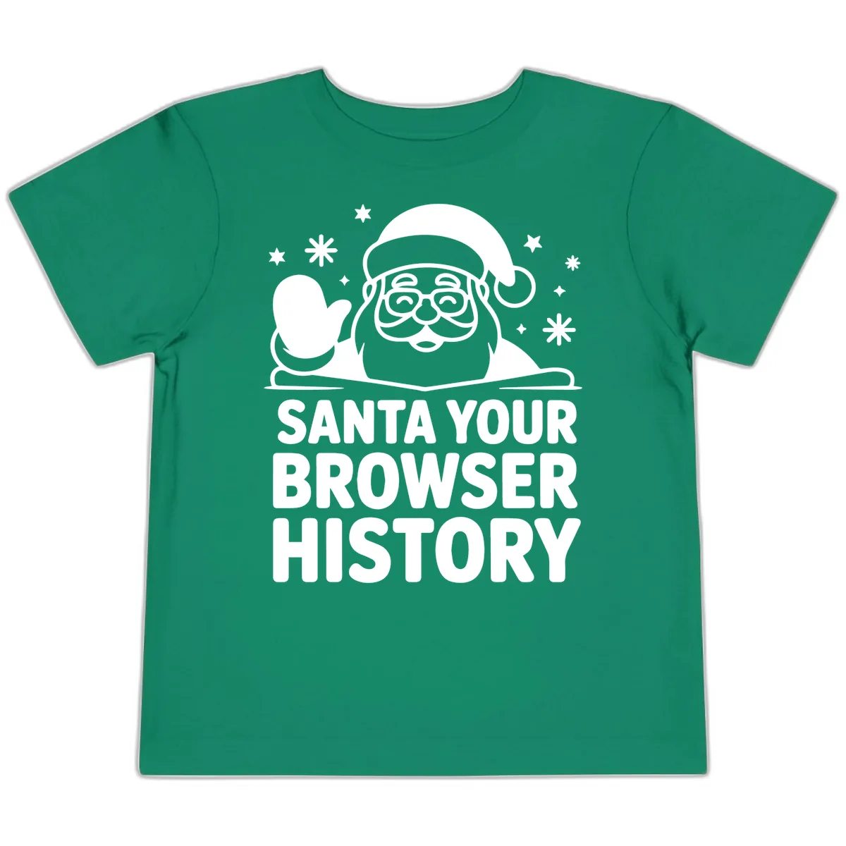 Santa Your Browser History Graphic Toddler T-Shirt in Kelly