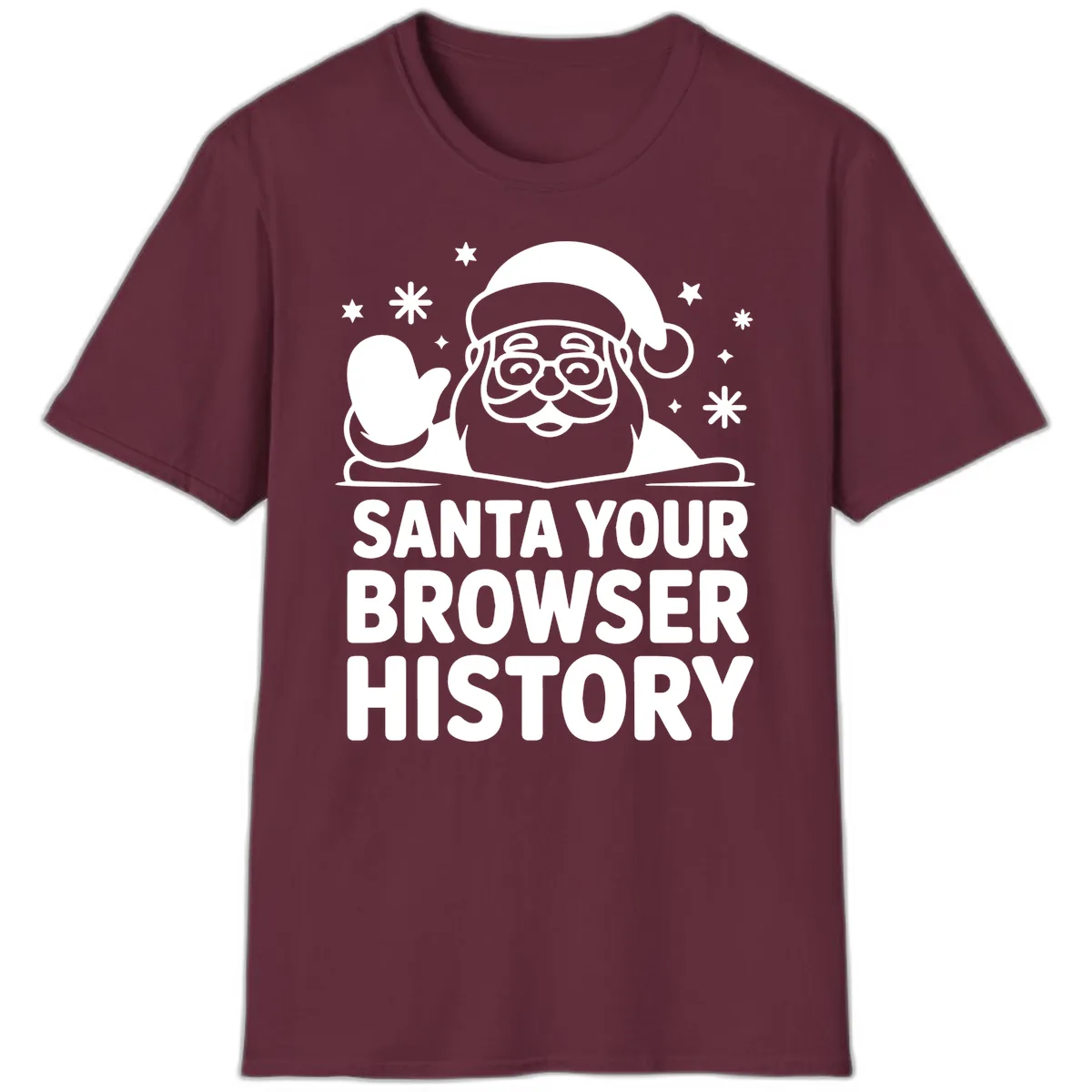 Santa Your Browser History Graphic T-Shirt in Maroon