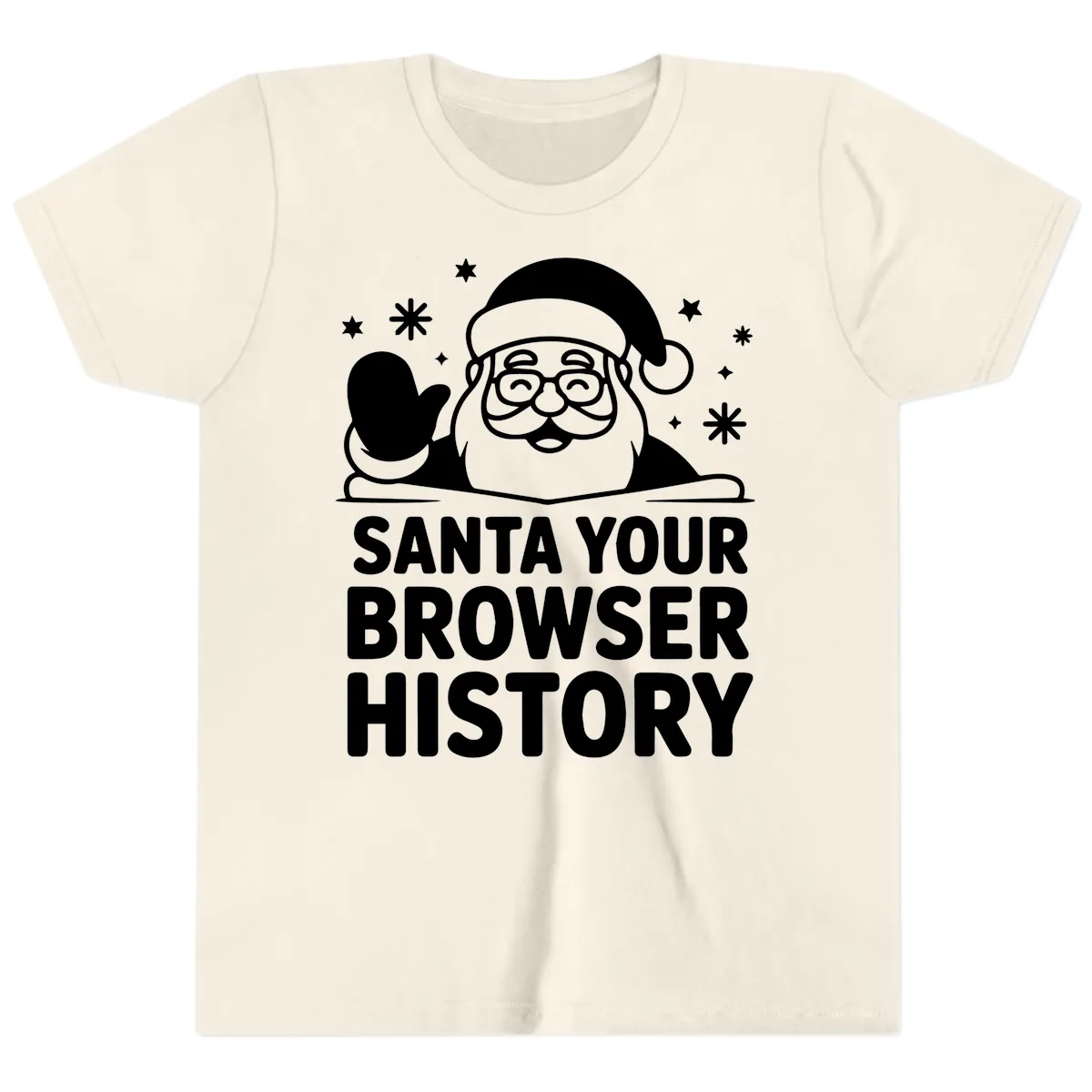 Santa Your Browser History Graphic Youth T-Shirt in Natural