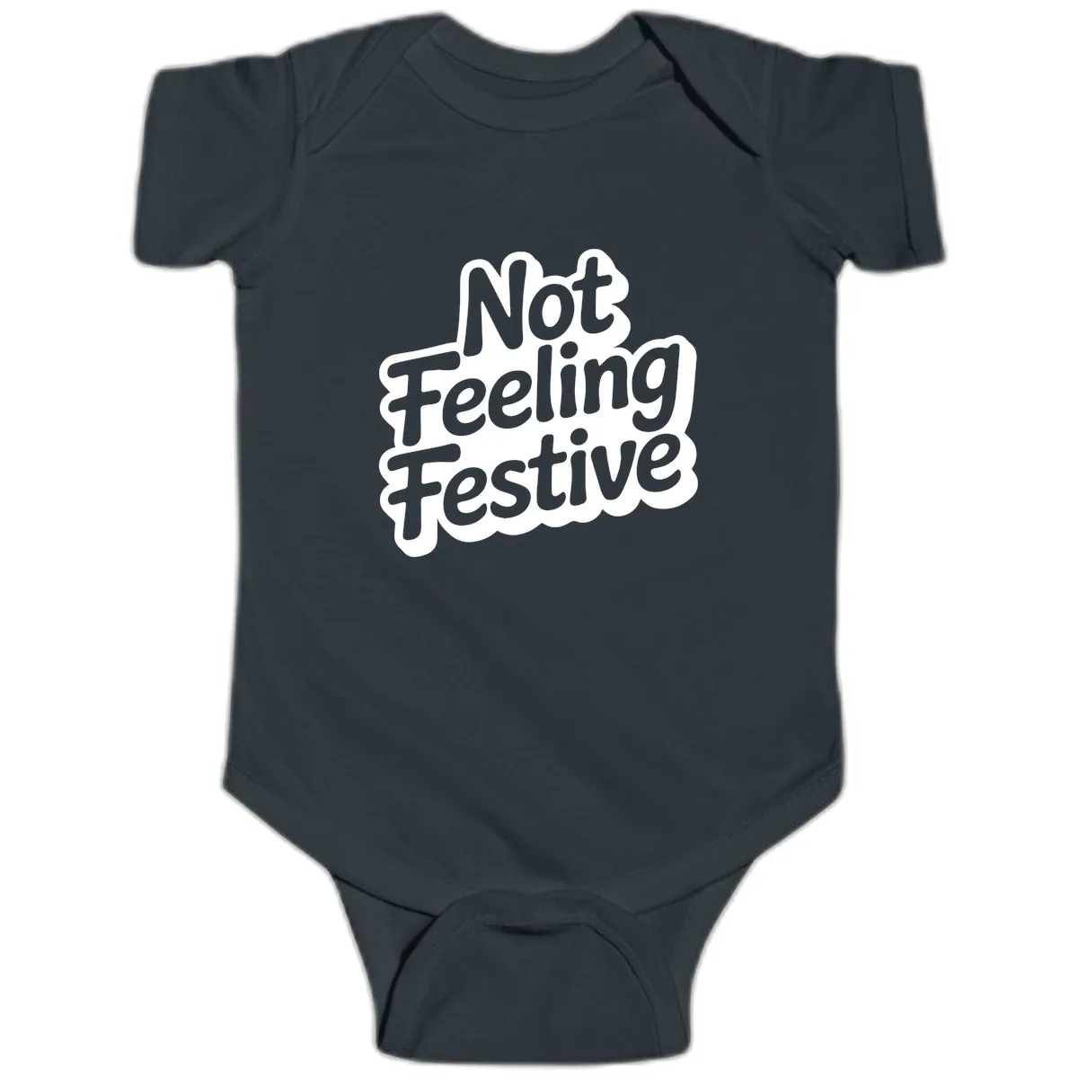 Not Feeling Festive Typography Baby Onesie in Black