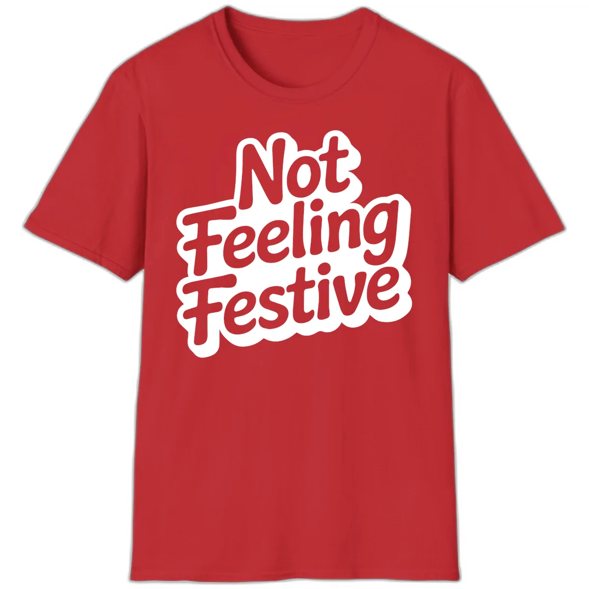 Not Feeling Festive Typography T-Shirt in Red