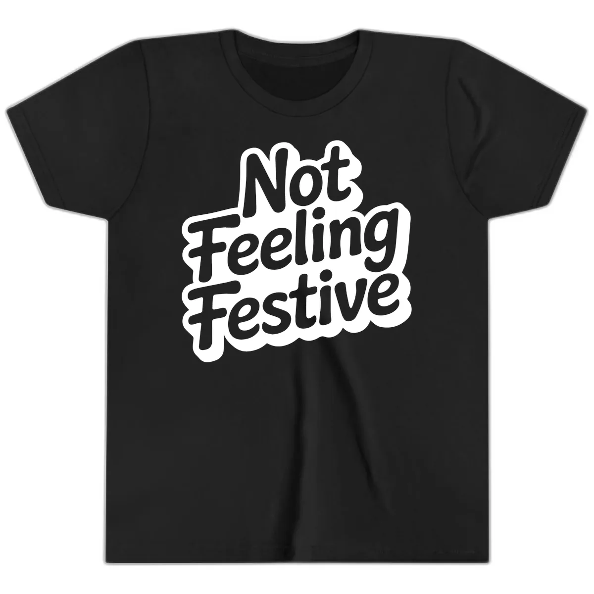Not Feeling Festive Typography Youth T-Shirt in Black