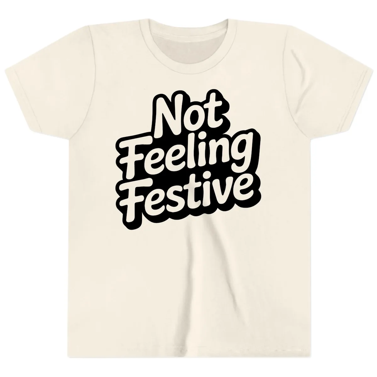 Not Feeling Festive Typography Youth T-Shirt in Natural