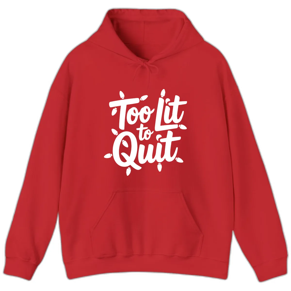 Too Lit To Quit Christmas Lights Hoodie in Red