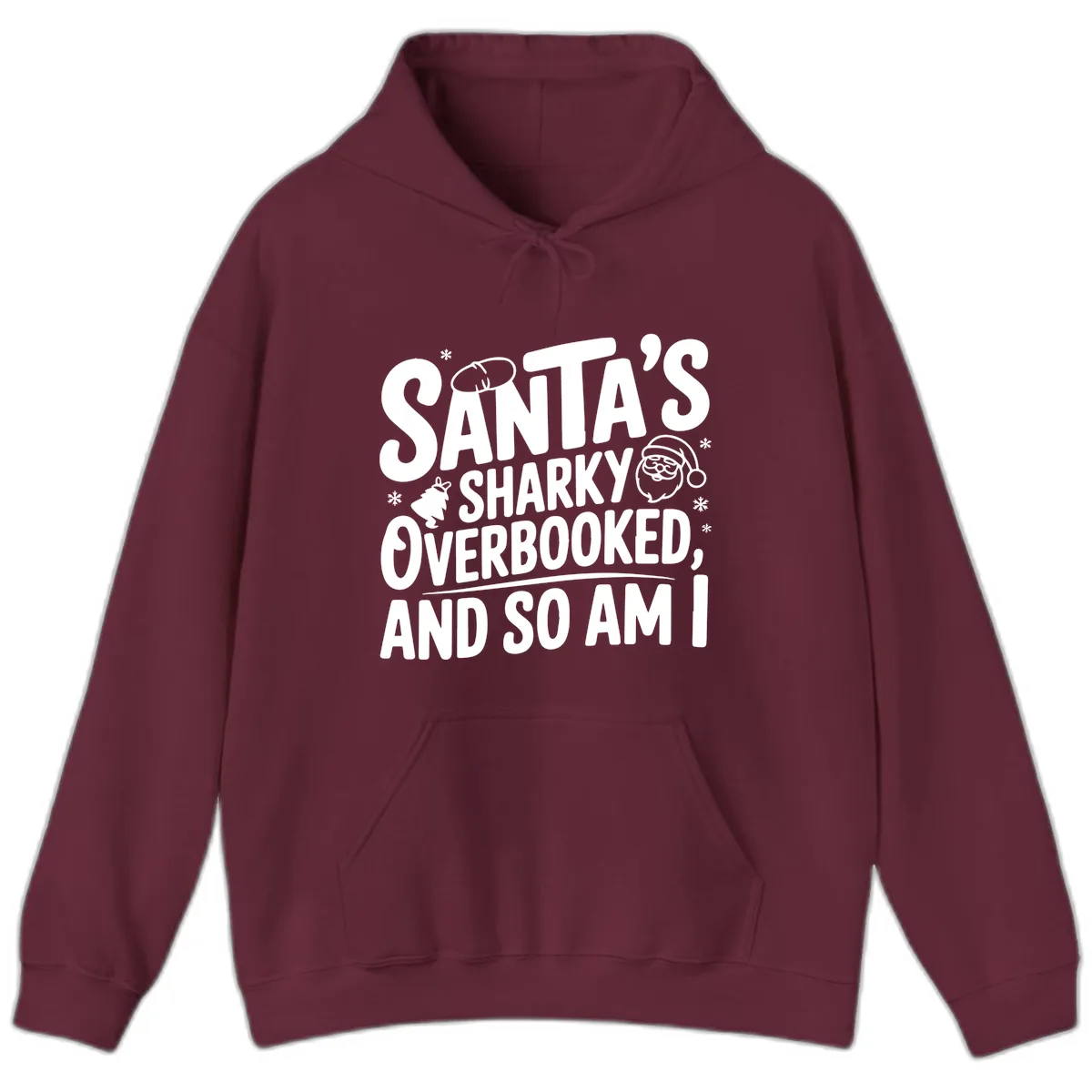 Santa's Sharky Overbooked Hoodie in Maroon