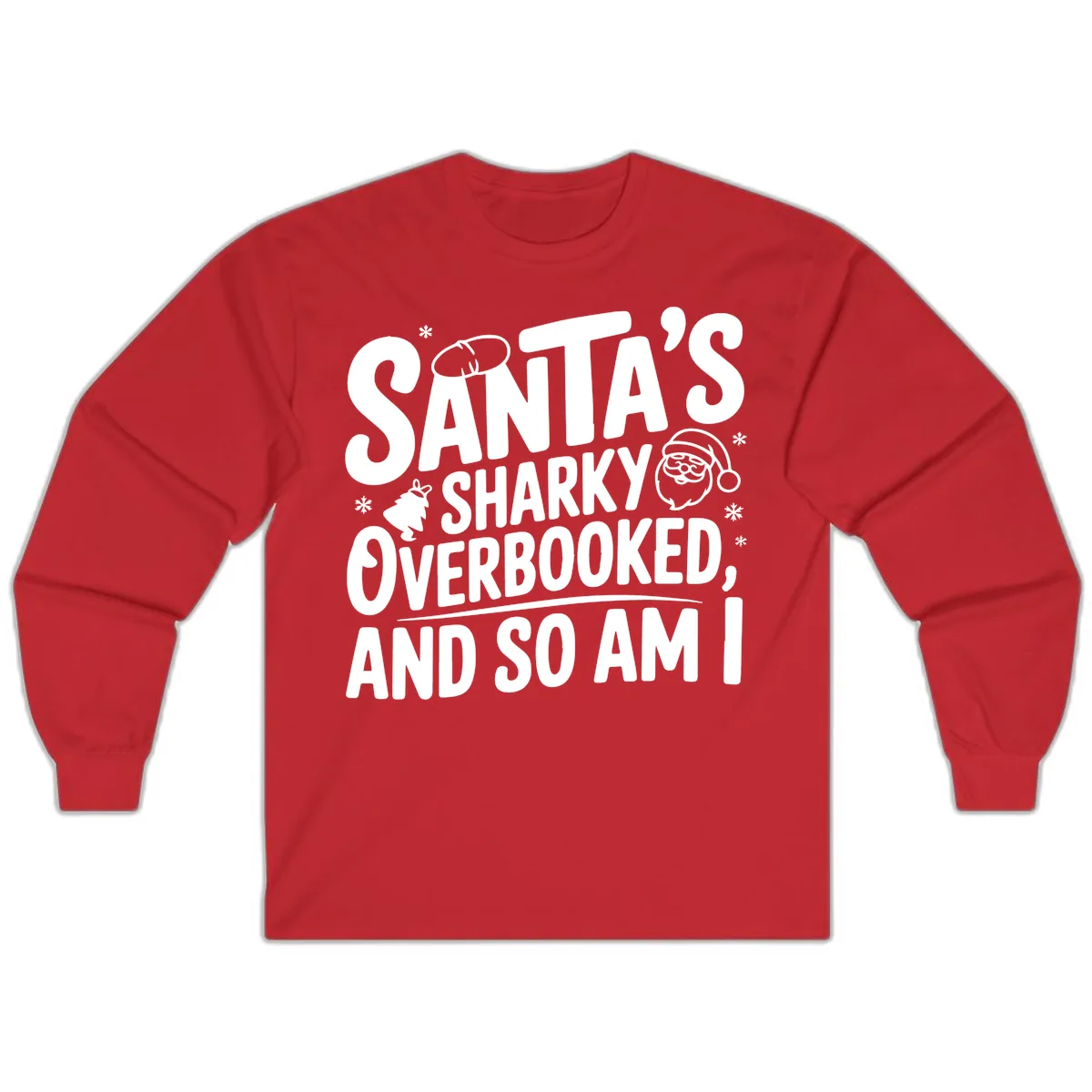 Santa's Sharky Overbooked Long Sleeve in Red