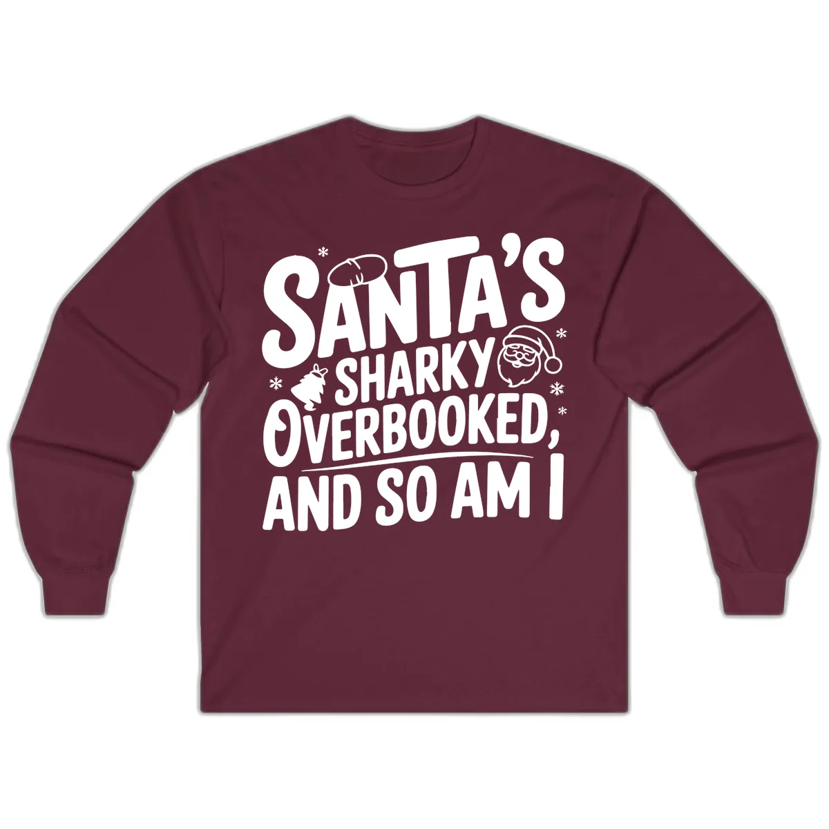 Santa's Sharky Overbooked Long Sleeve in Maroon