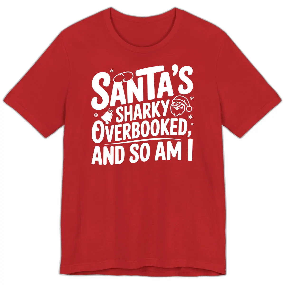 Santa's Sharky Overbooked Premium T-Shirt in Red