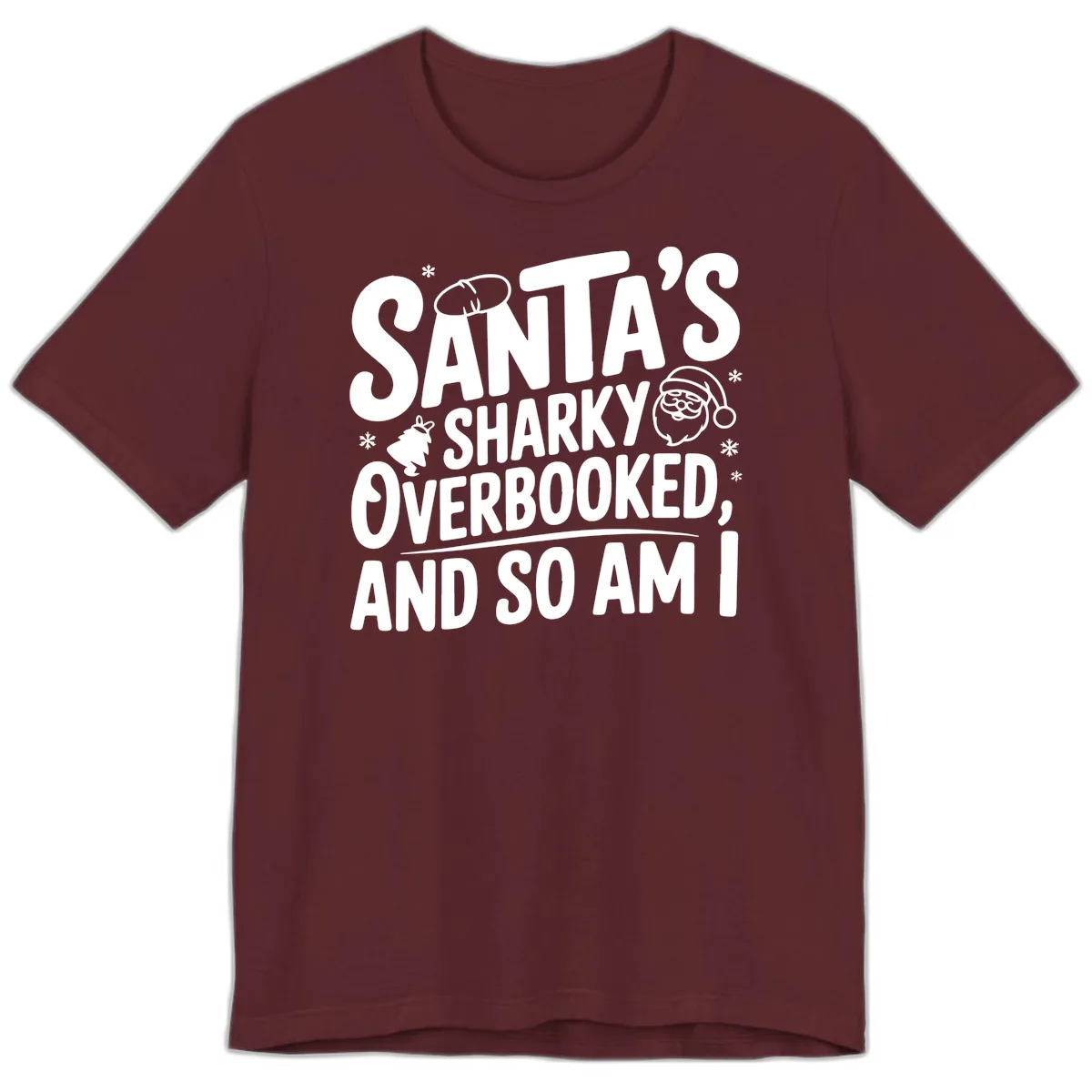 Santa's Sharky Overbooked Premium T-Shirt in Maroon