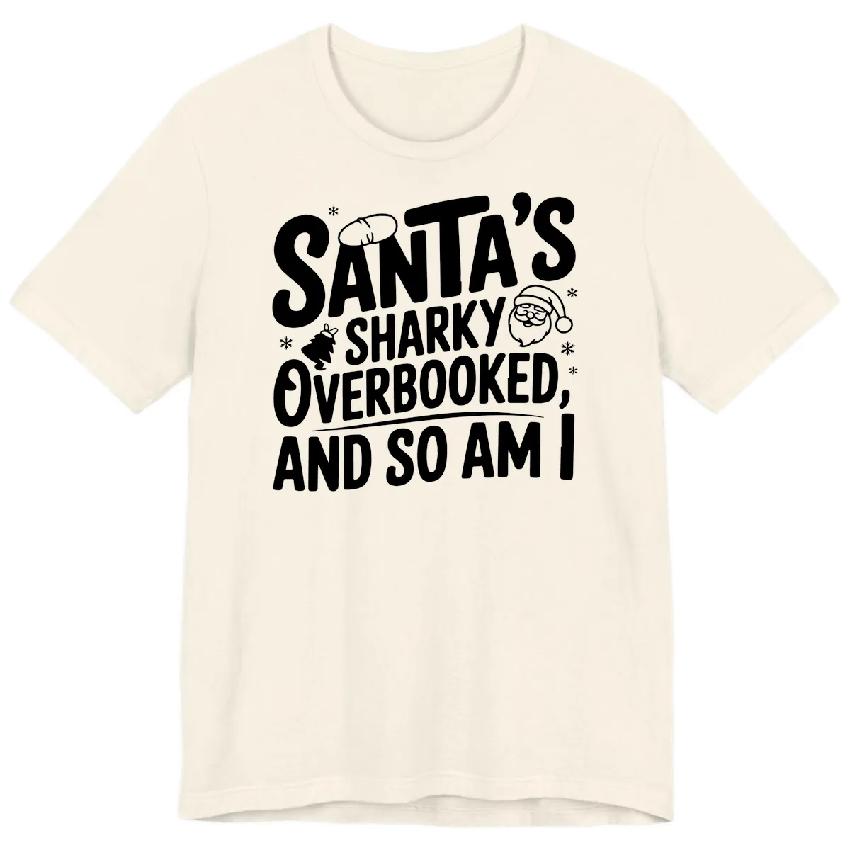 Santa's Sharky Overbooked Premium T-Shirt in Natural