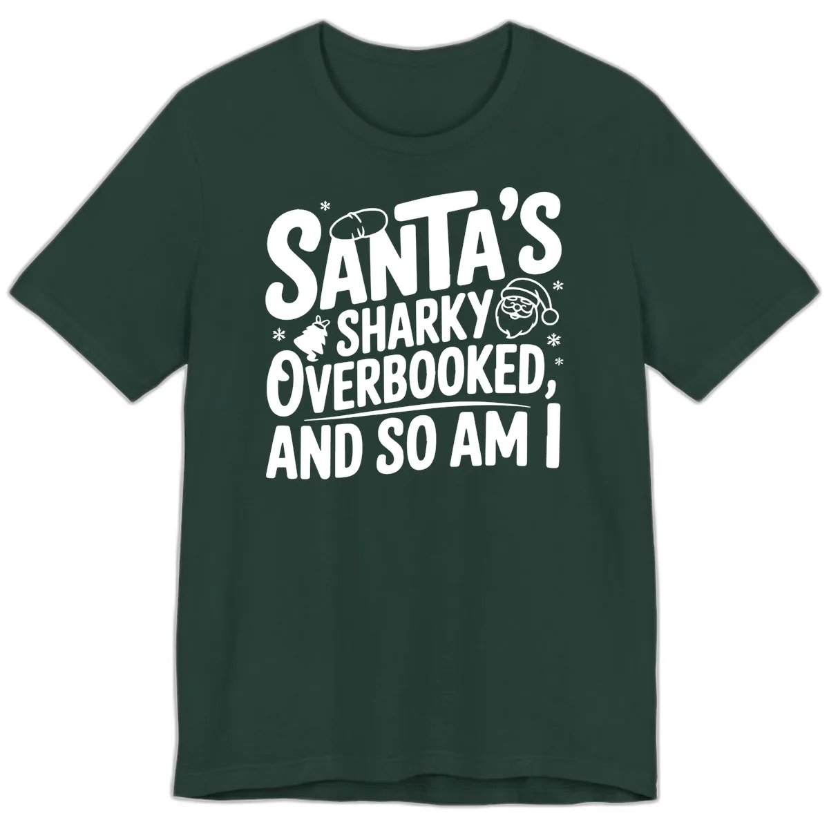 Santa's Sharky Overbooked Premium T-Shirt in Forest