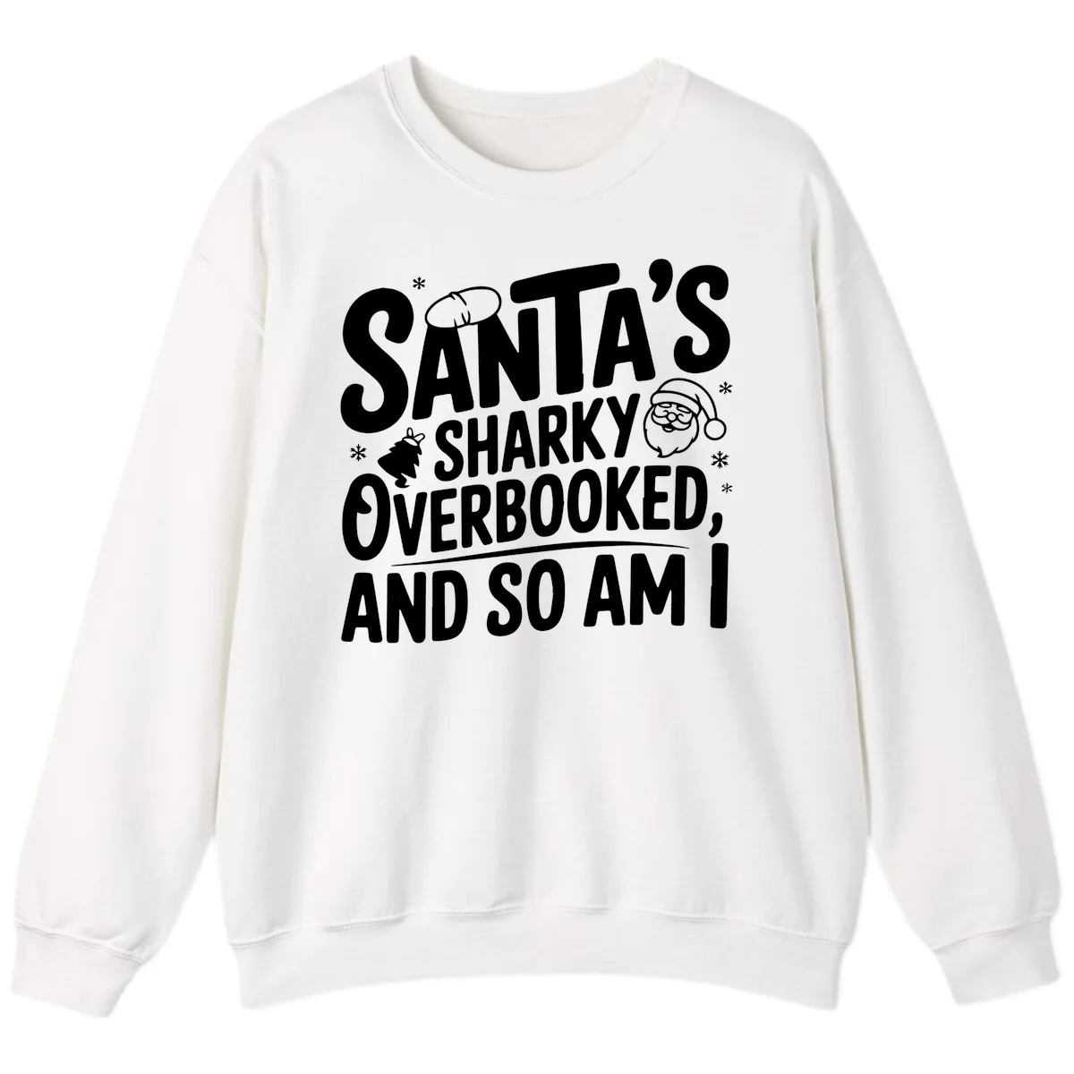 Santa's Sharky Overbooked Sweatshirt in White