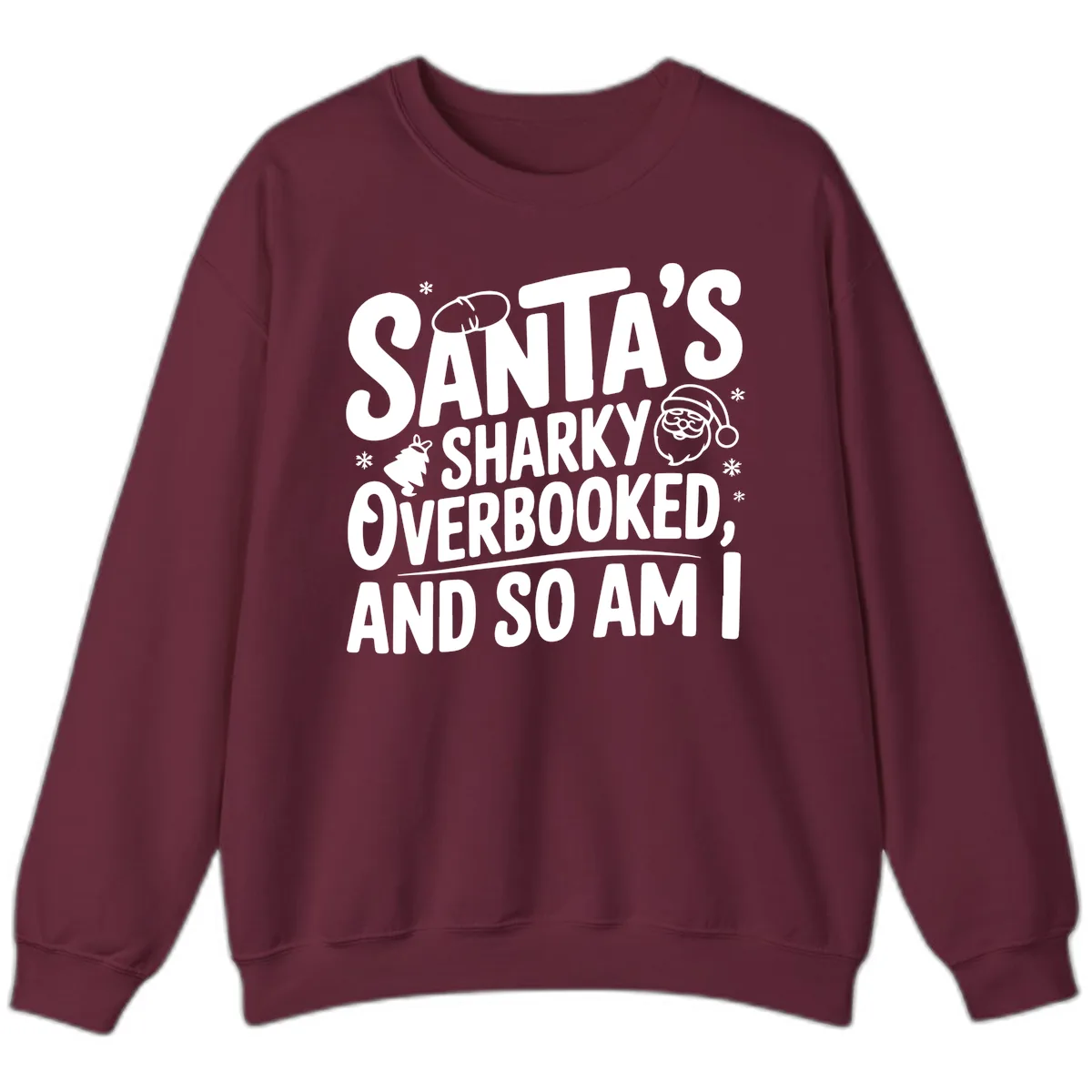 Santa's Sharky Overbooked Sweatshirt in Maroon