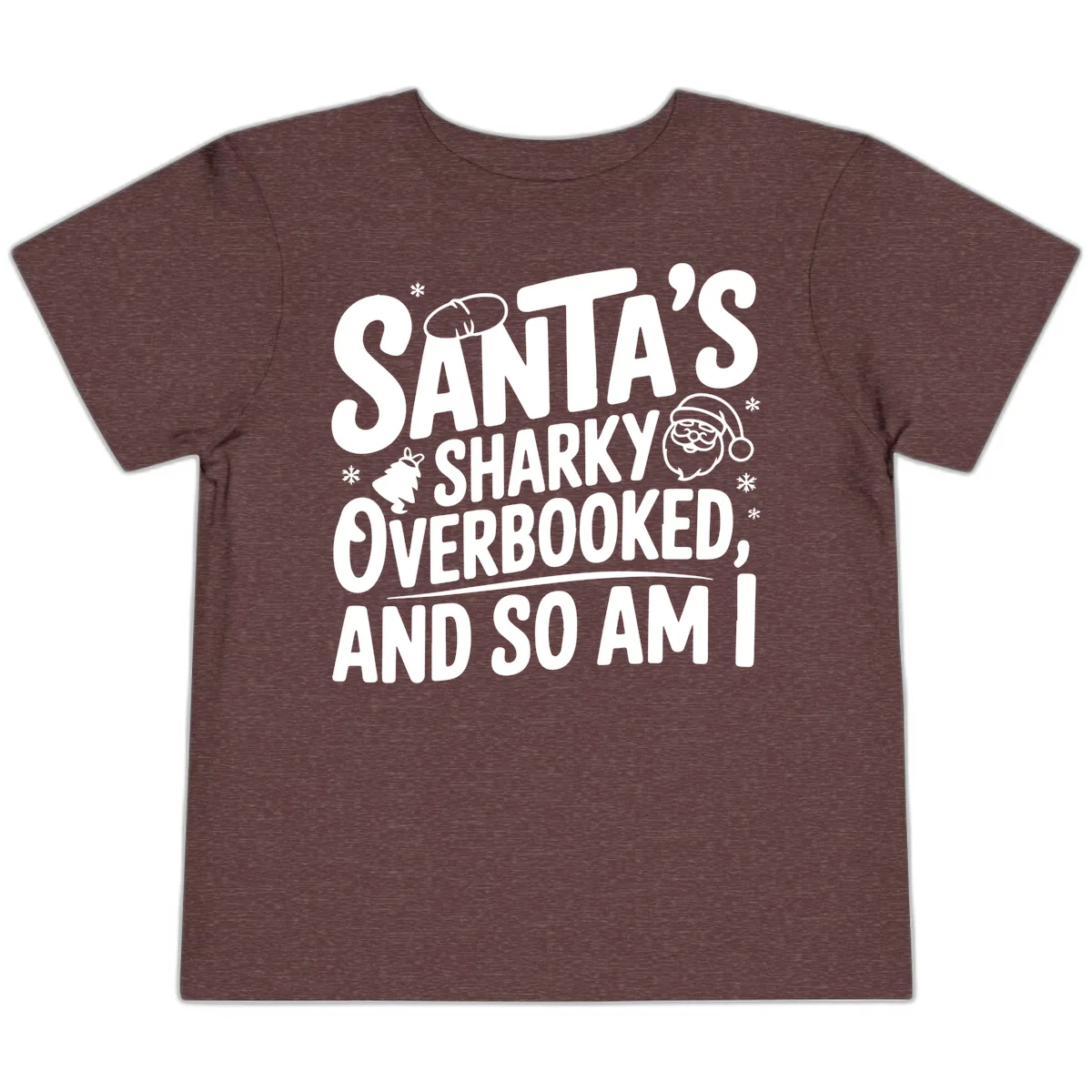 Santa's Sharky Overbooked Toddler T-Shirt in Heather Maroon