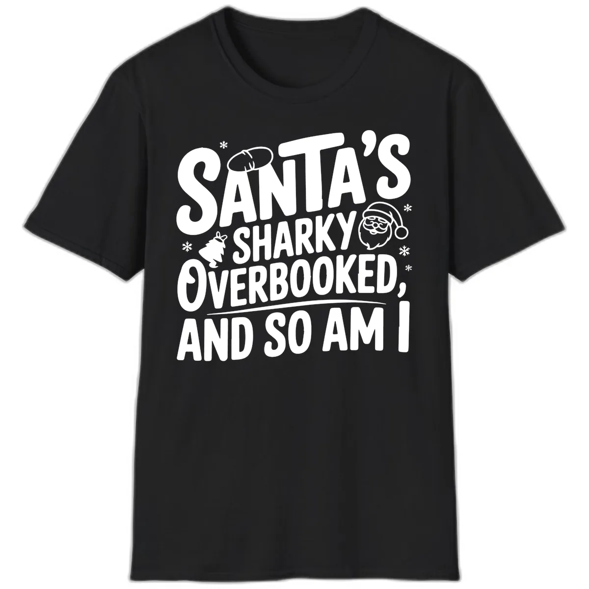 Santa's Sharky Overbooked T-Shirt in Black