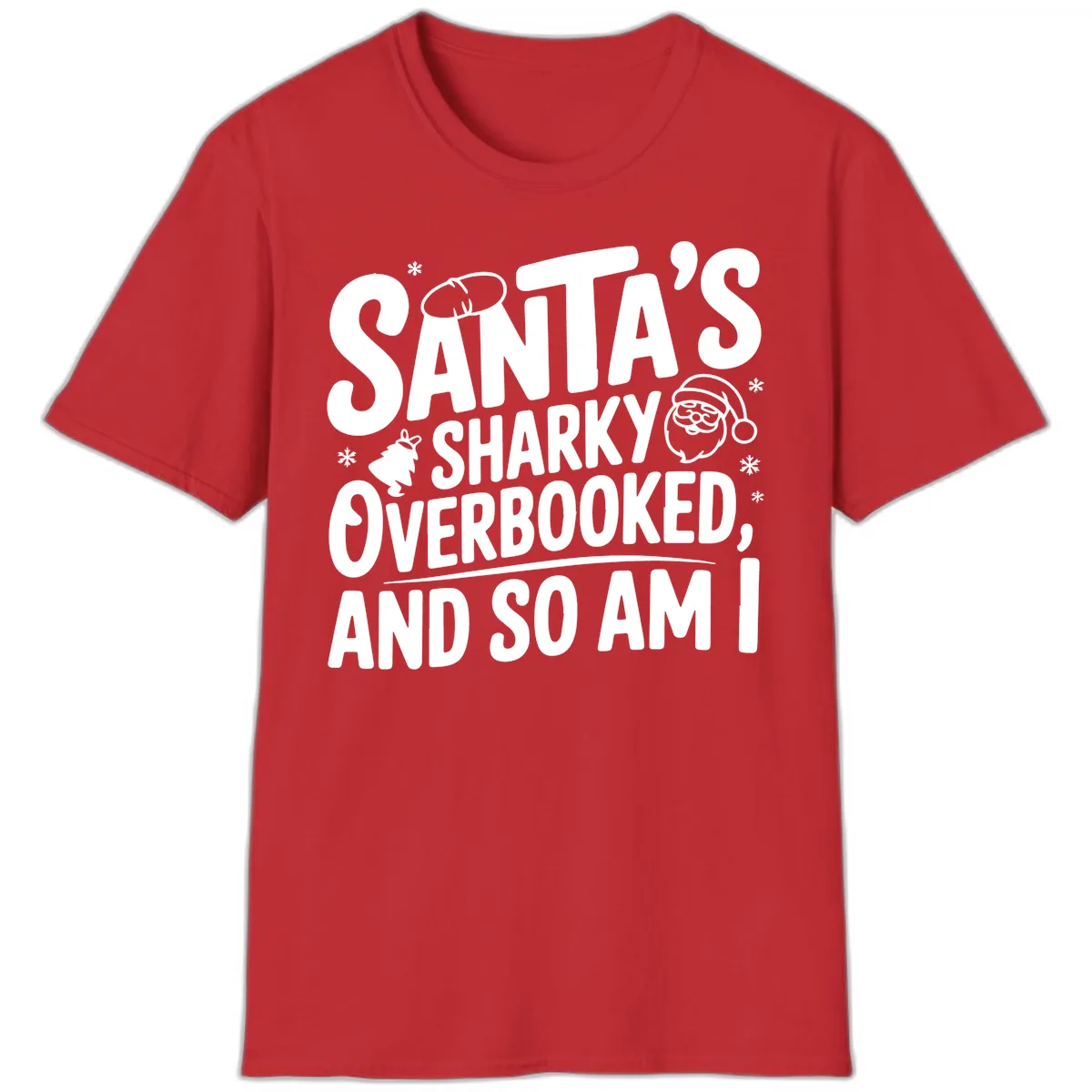 Santa's Sharky Overbooked T-Shirt in Red
