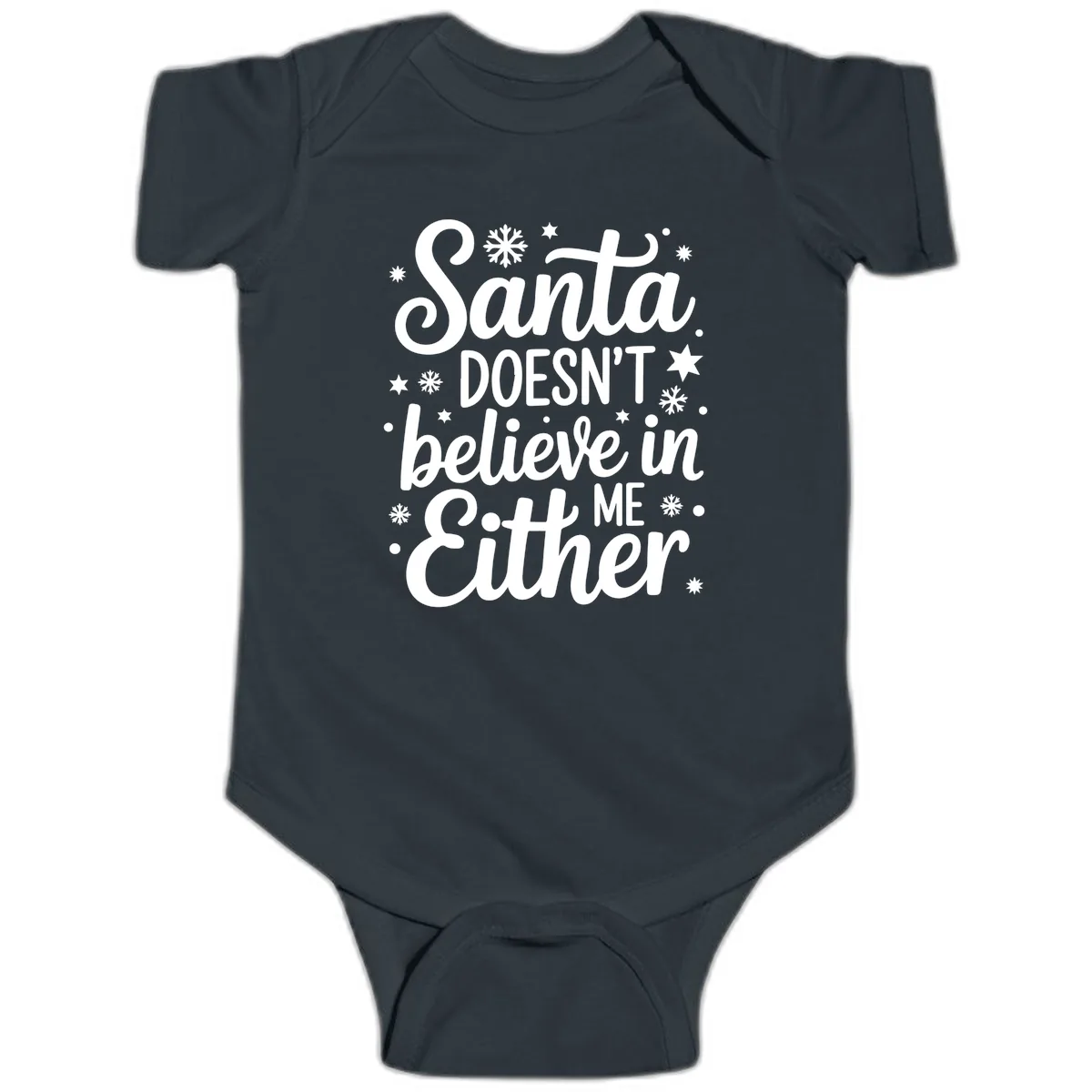 Santa Doesn't Believe In Me Baby Onesie in Black