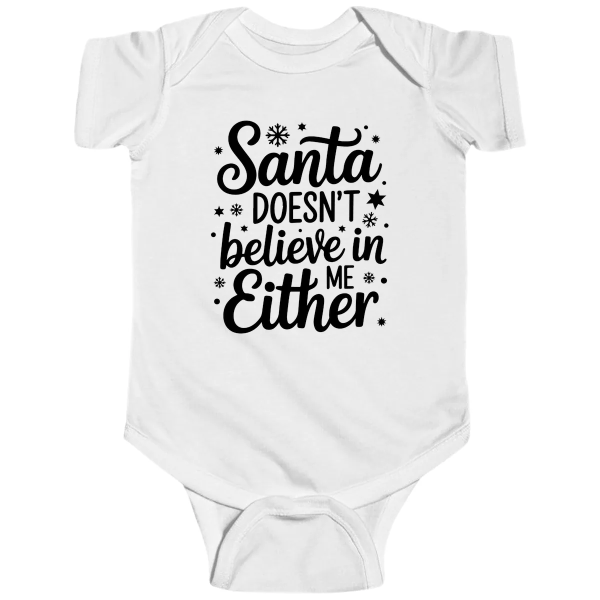 Santa Doesn't Believe In Me Baby Onesie in White