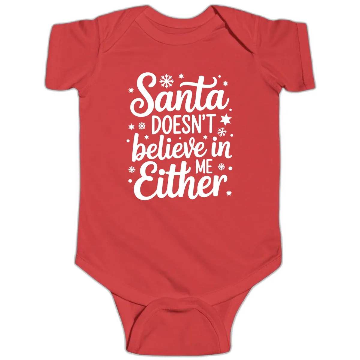 Santa Doesn't Believe In Me Baby Onesie in Red