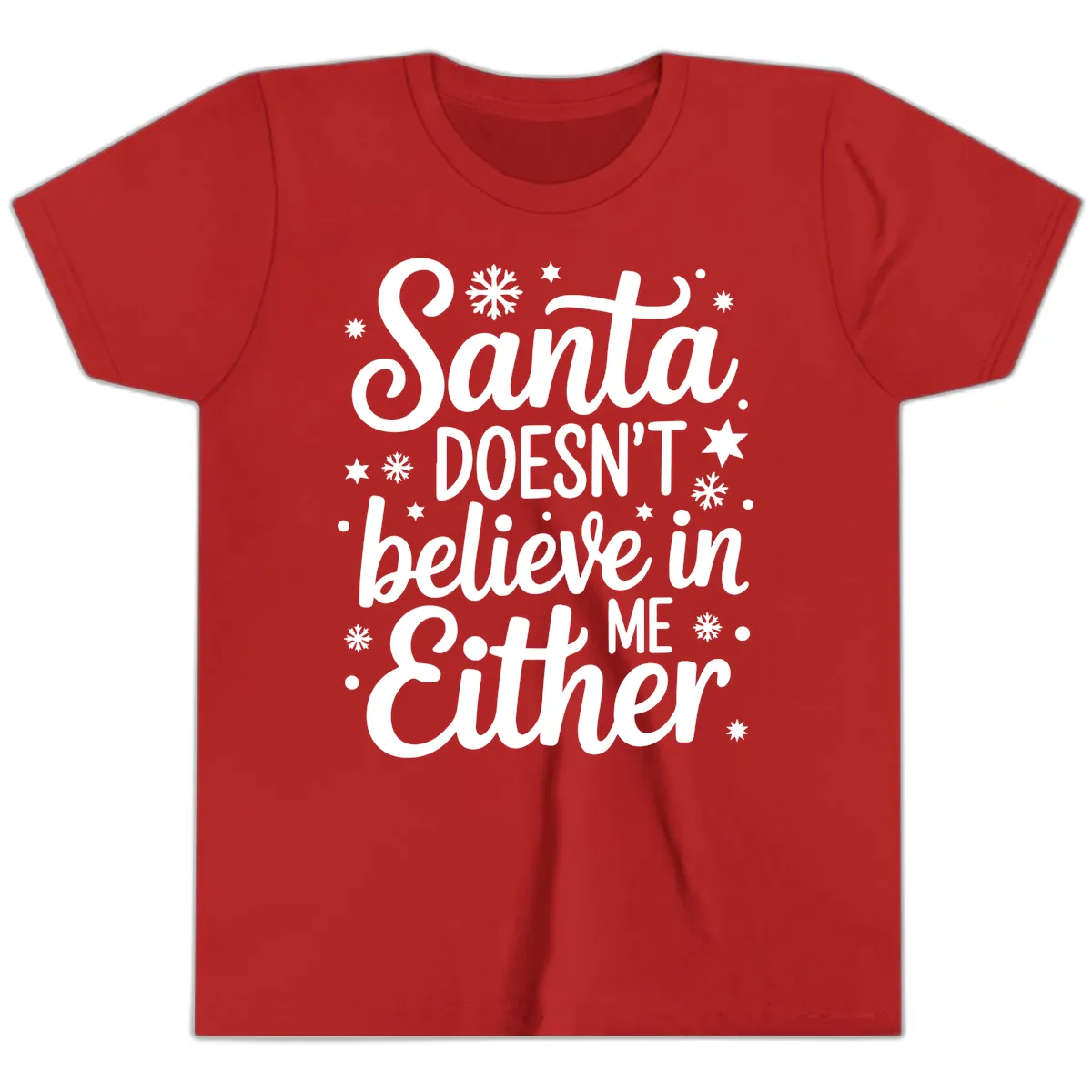 Santa Doesn't Believe In Me Youth T-Shirt in Red